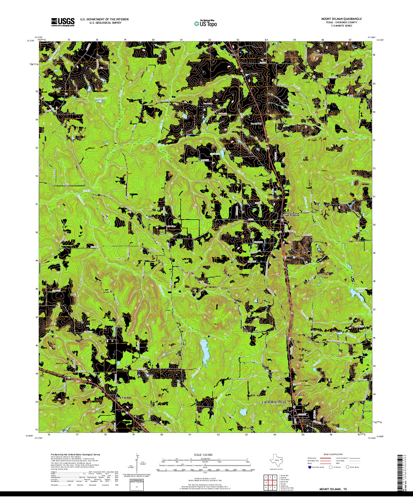 USGS US TOPO 7.5-MINUTE MAP FOR MOUNT SELMAN, TX 2019