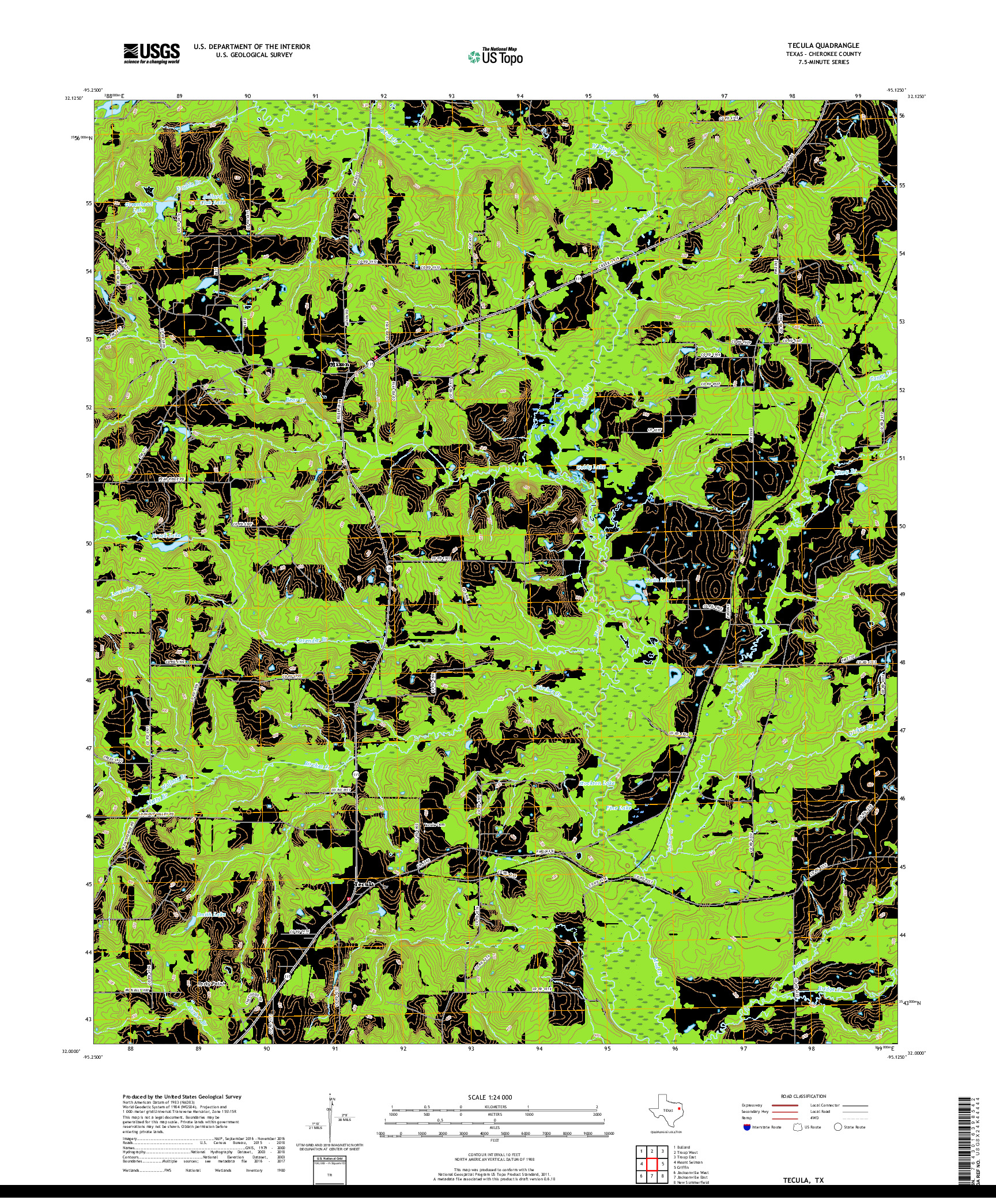 USGS US TOPO 7.5-MINUTE MAP FOR TECULA, TX 2019