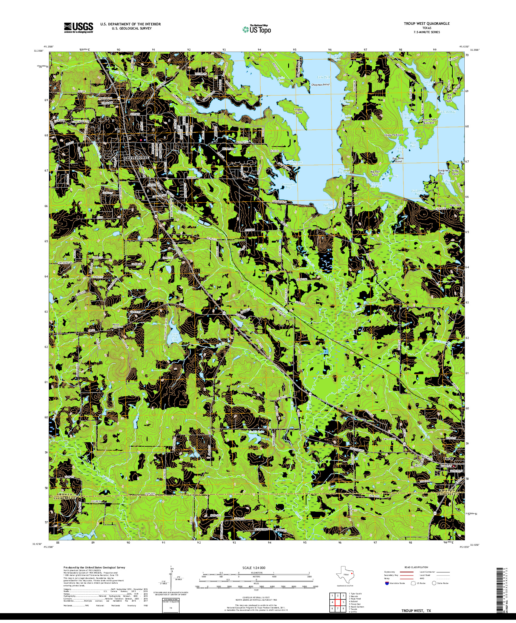 USGS US TOPO 7.5-MINUTE MAP FOR TROUP WEST, TX 2019