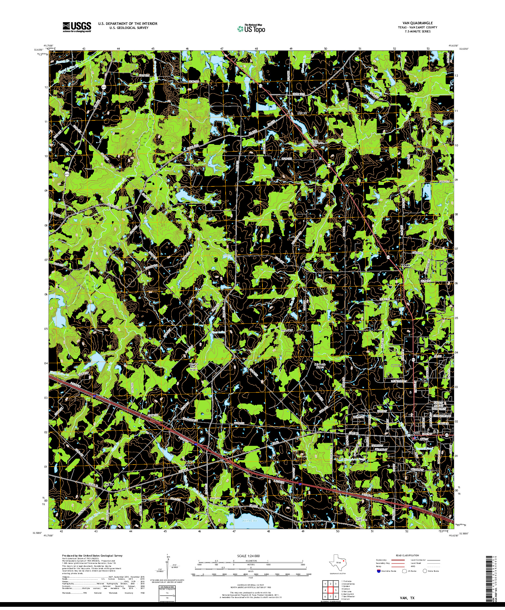 USGS US TOPO 7.5-MINUTE MAP FOR VAN, TX 2019