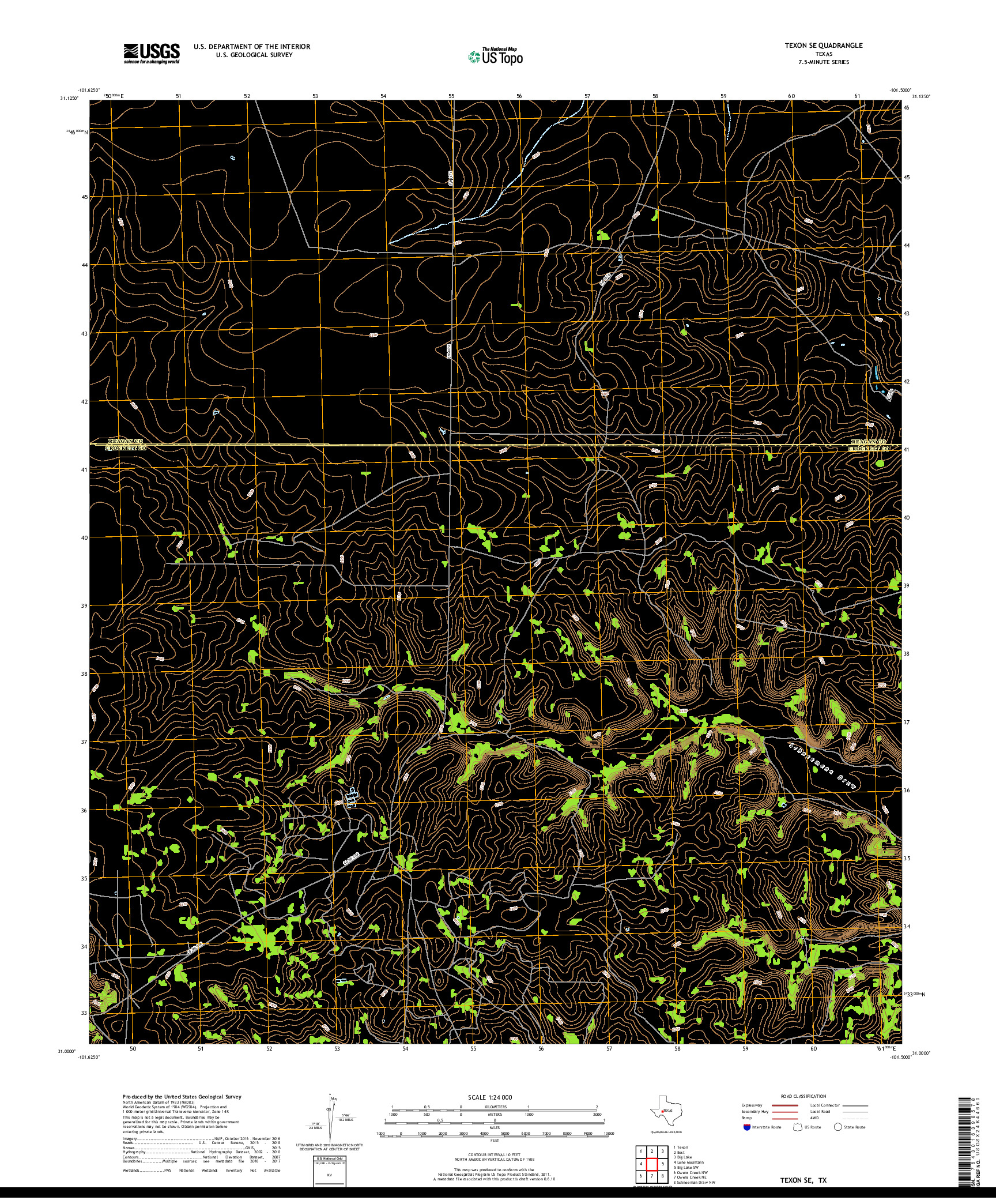 USGS US TOPO 7.5-MINUTE MAP FOR TEXON SE, TX 2019