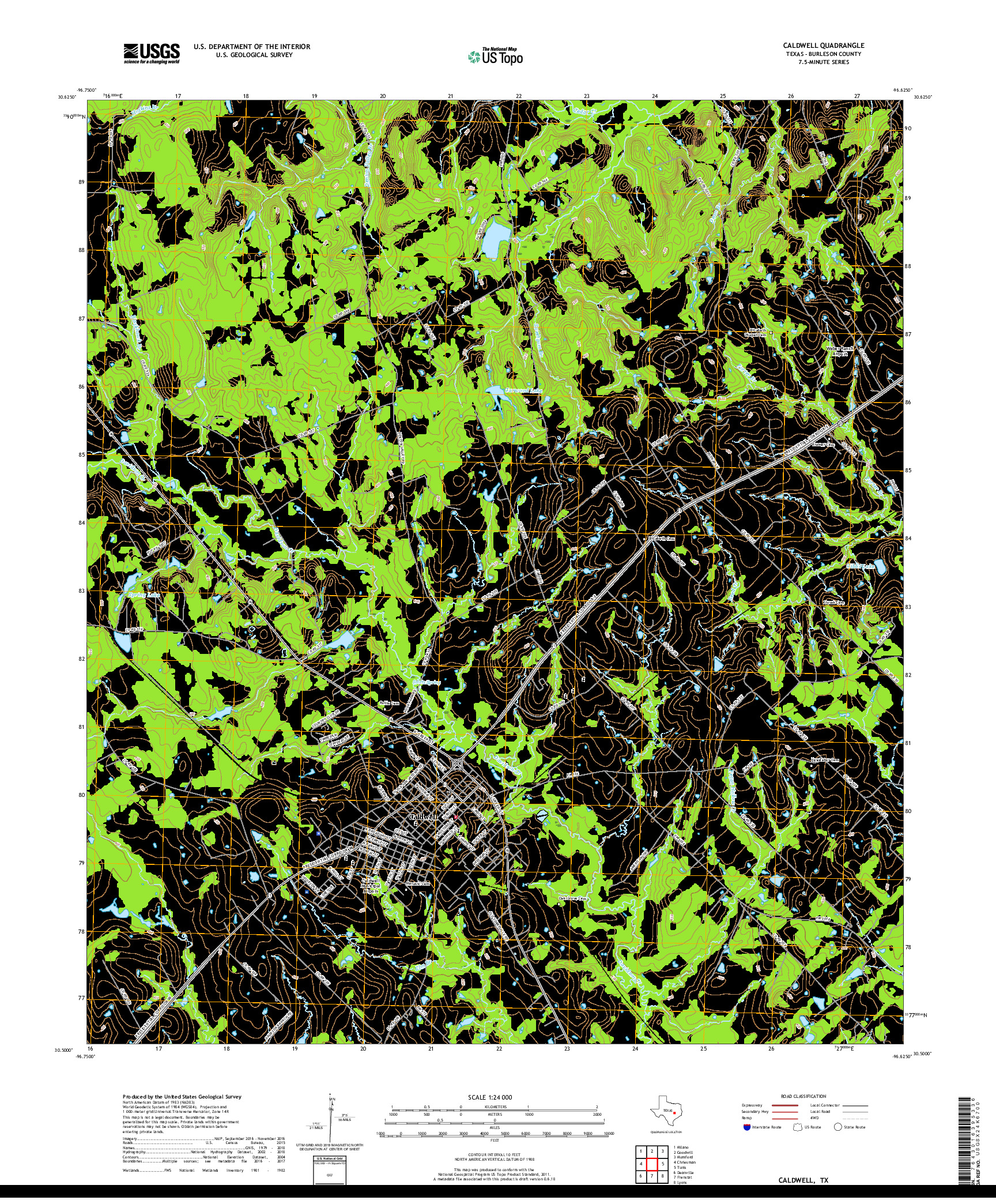 USGS US TOPO 7.5-MINUTE MAP FOR CALDWELL, TX 2019