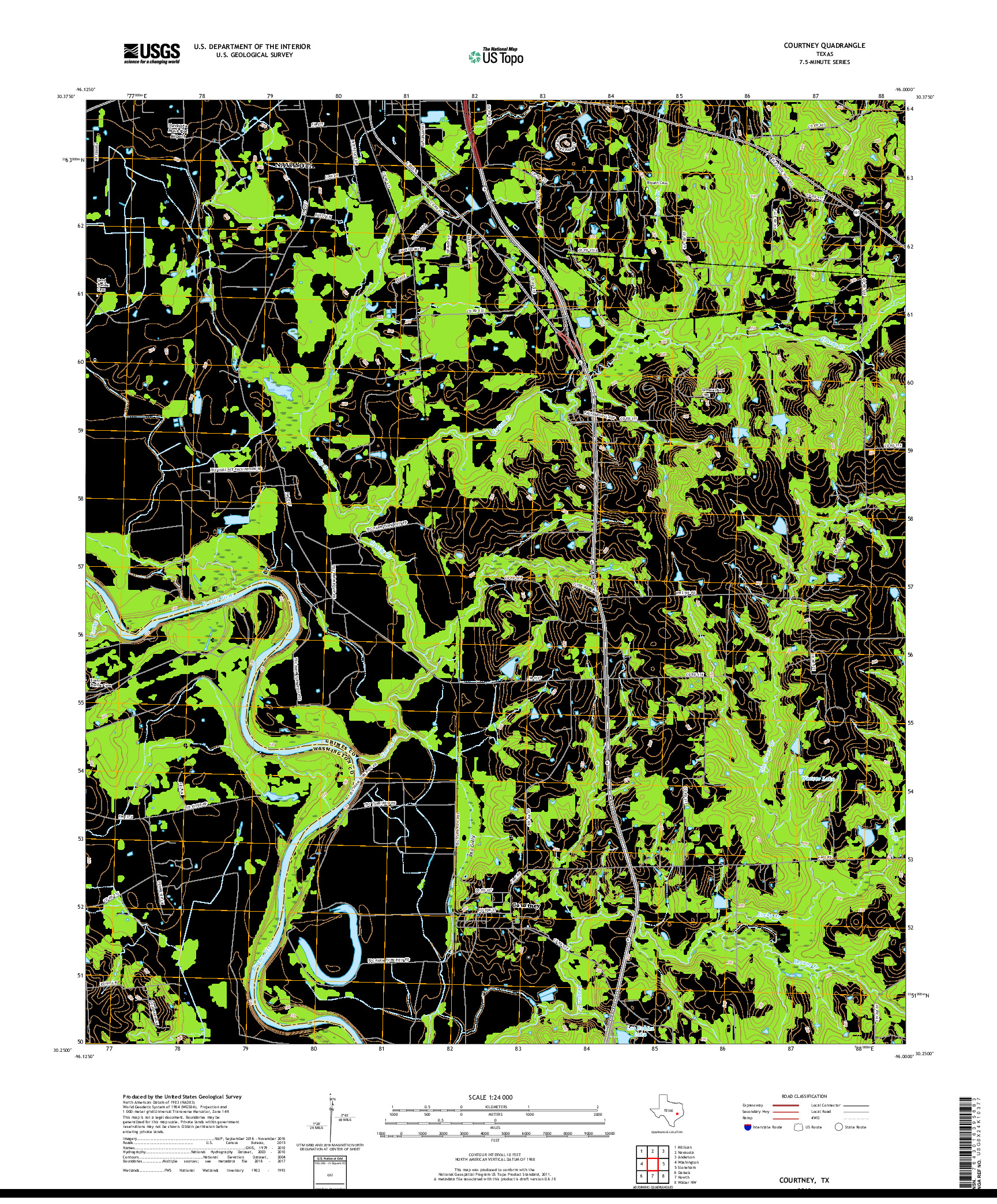 USGS US TOPO 7.5-MINUTE MAP FOR COURTNEY, TX 2019