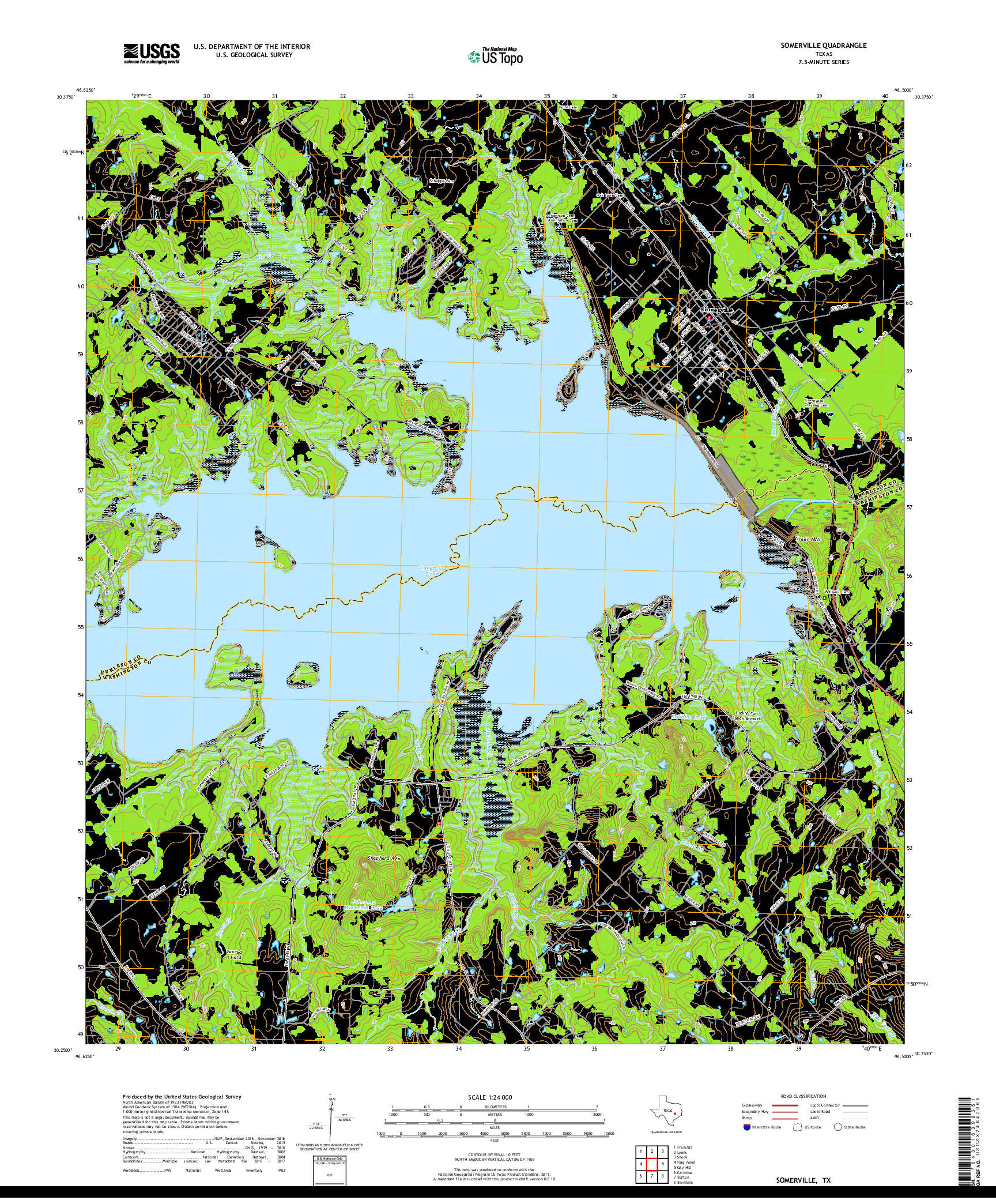 USGS US TOPO 7.5-MINUTE MAP FOR SOMERVILLE, TX 2019