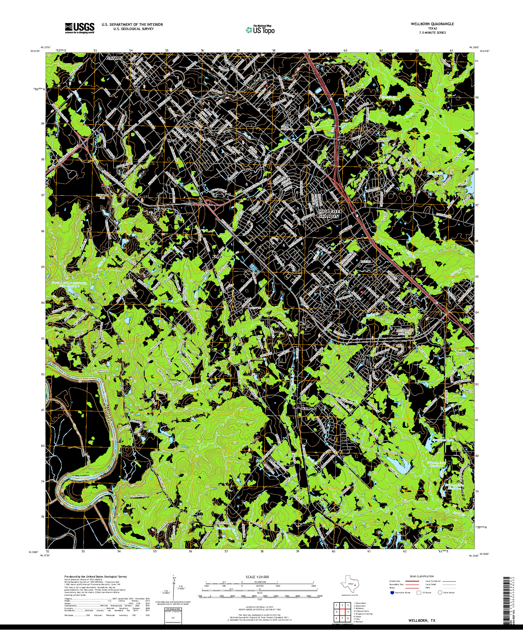 USGS US TOPO 7.5-MINUTE MAP FOR WELLBORN, TX 2019