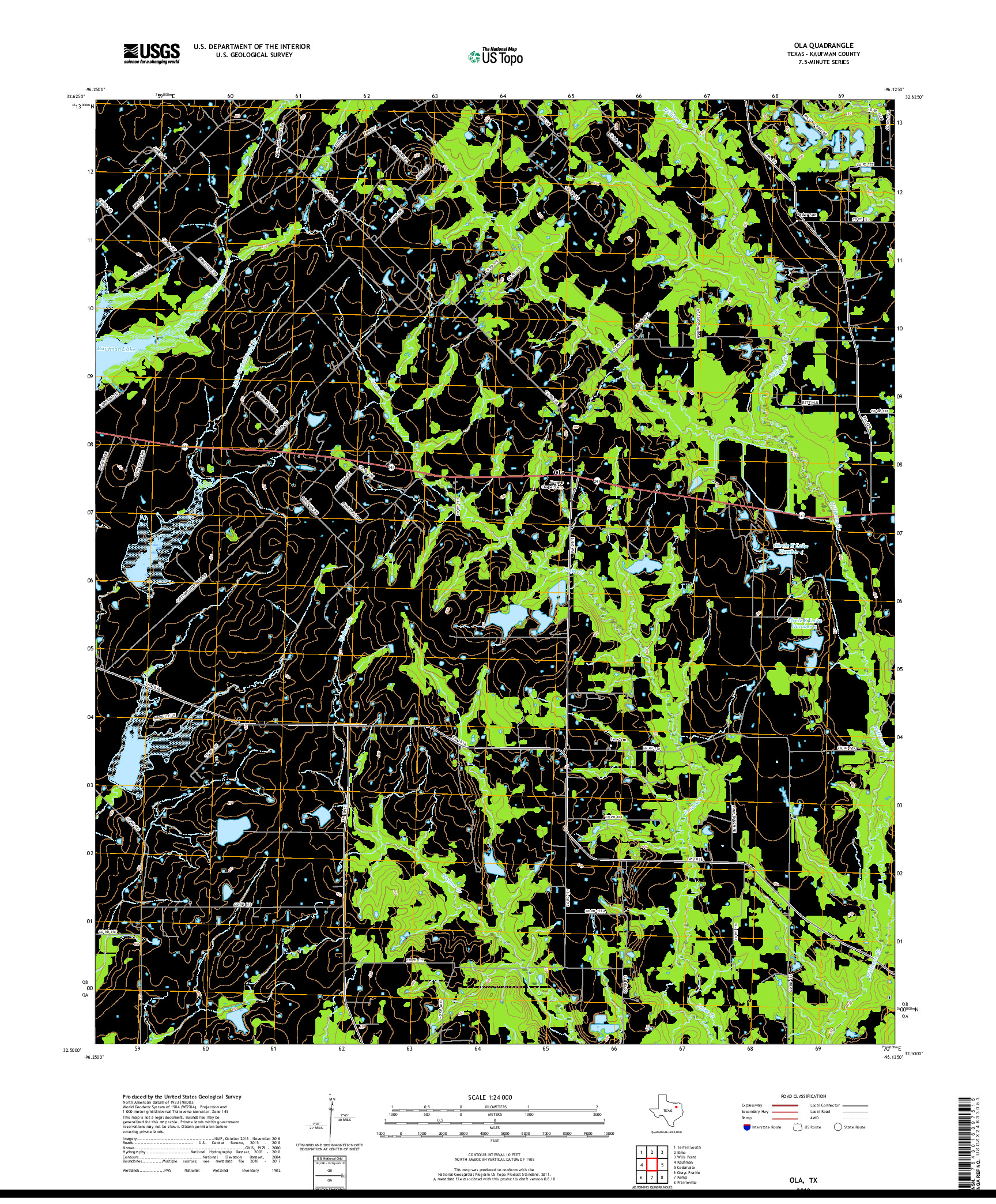 USGS US TOPO 7.5-MINUTE MAP FOR OLA, TX 2019