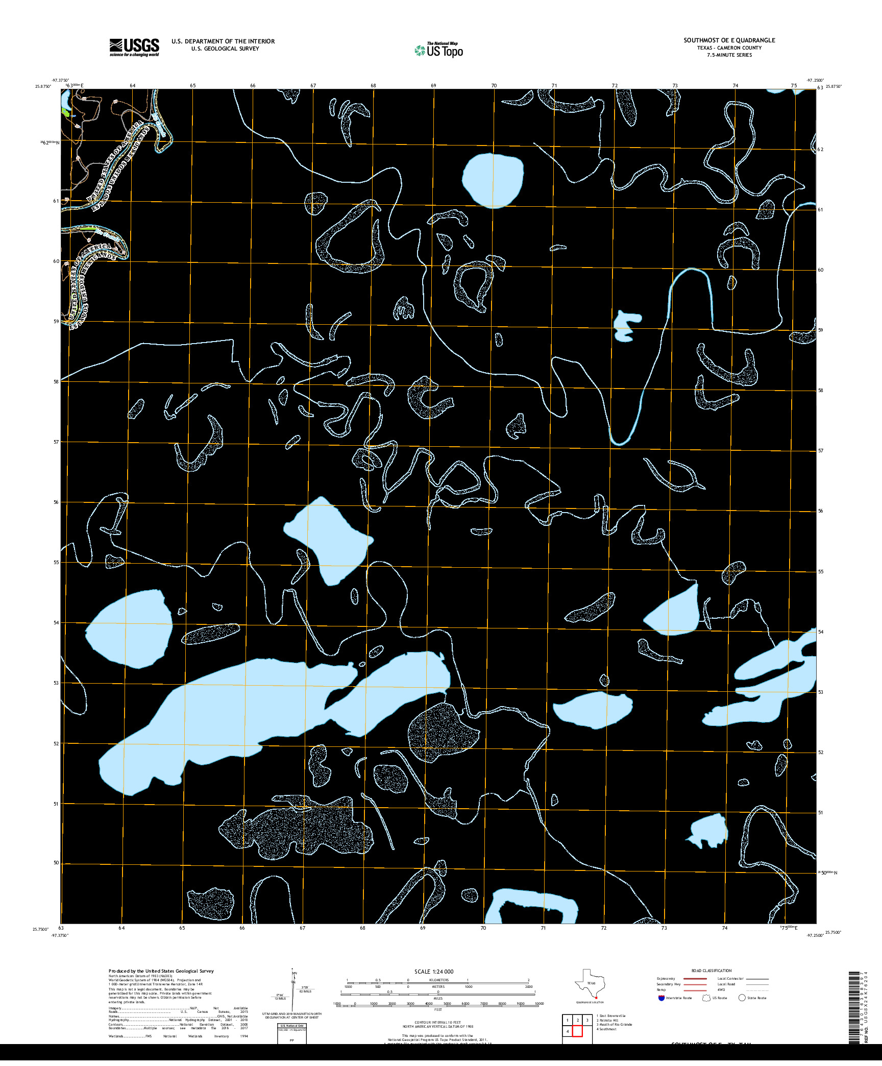 USGS US TOPO 7.5-MINUTE MAP FOR SOUTHMOST OE E, TX,TAM 2019