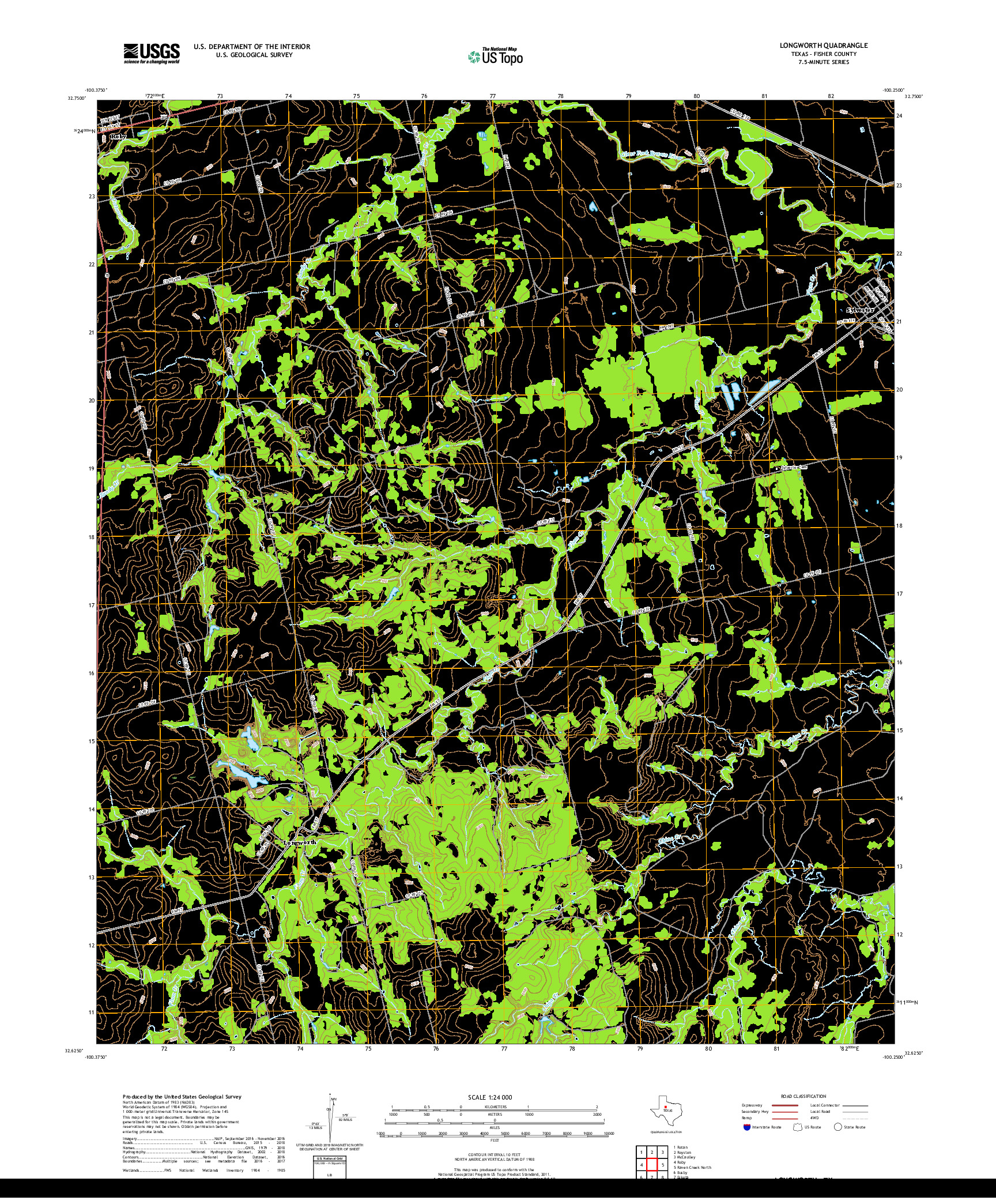 USGS US TOPO 7.5-MINUTE MAP FOR LONGWORTH, TX 2019