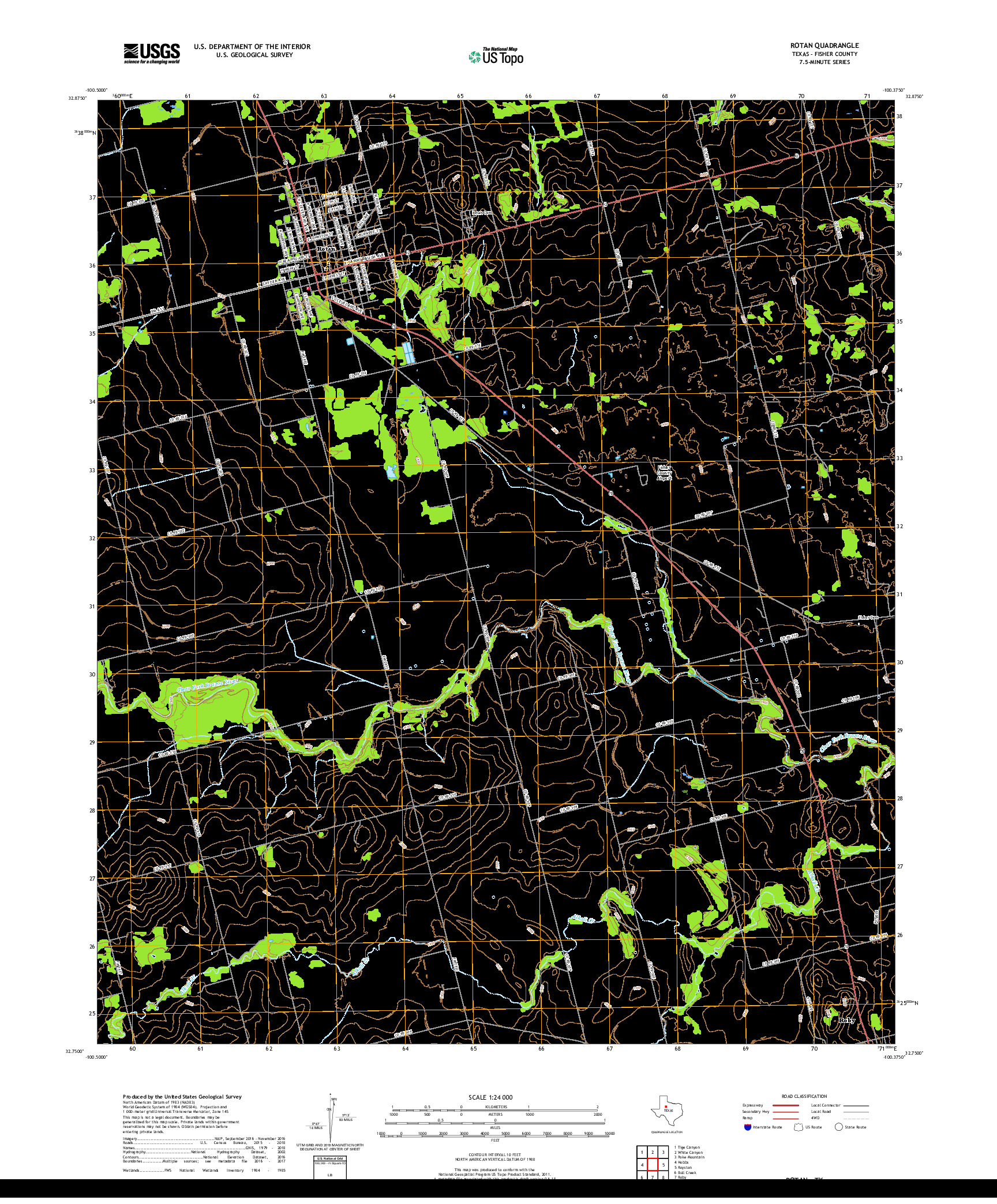 USGS US TOPO 7.5-MINUTE MAP FOR ROTAN, TX 2019