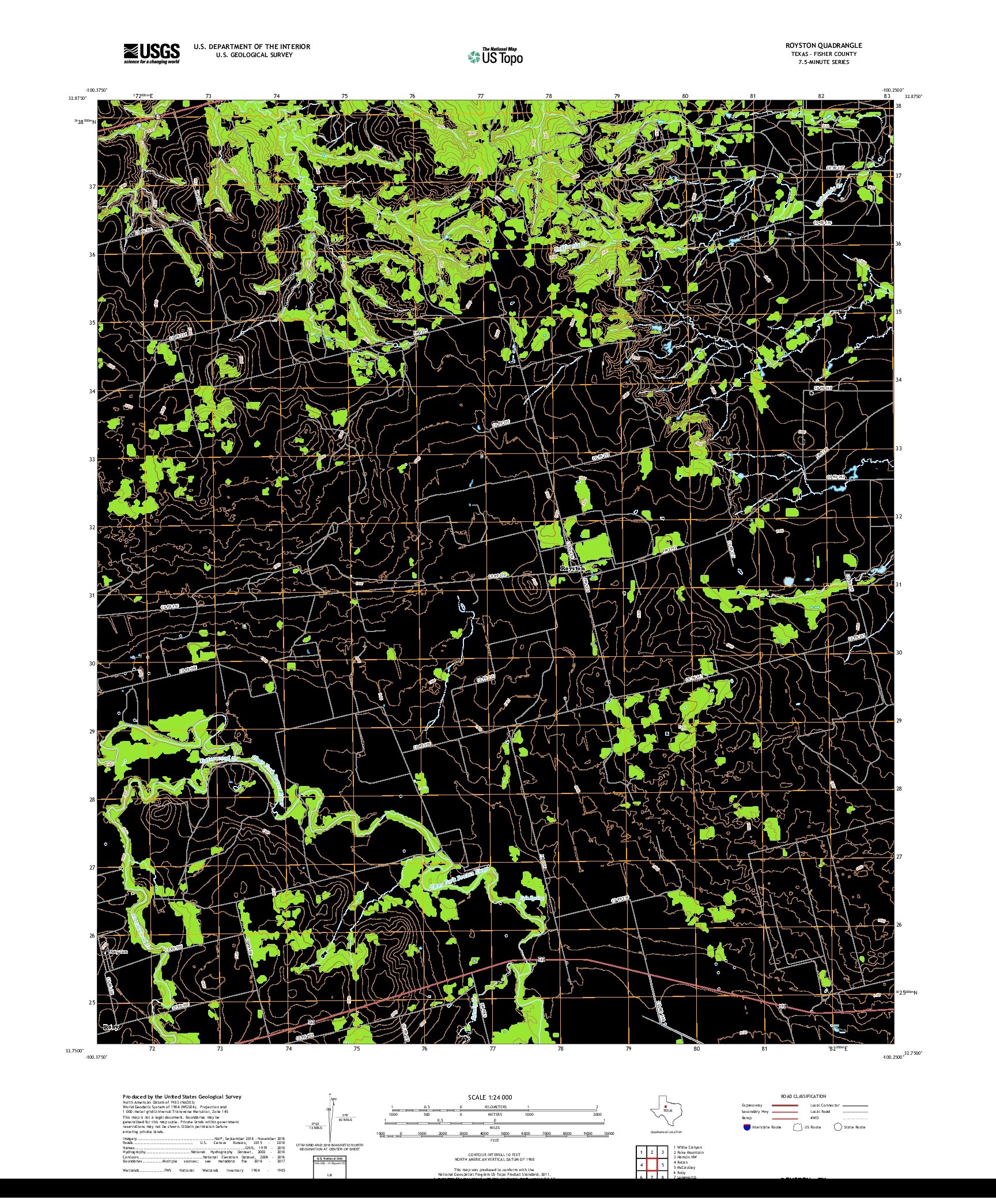 USGS US TOPO 7.5-MINUTE MAP FOR ROYSTON, TX 2019