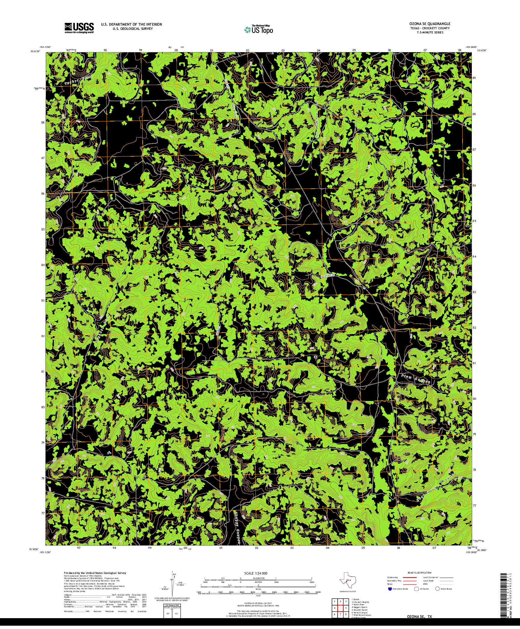 USGS US TOPO 7.5-MINUTE MAP FOR OZONA SE, TX 2019