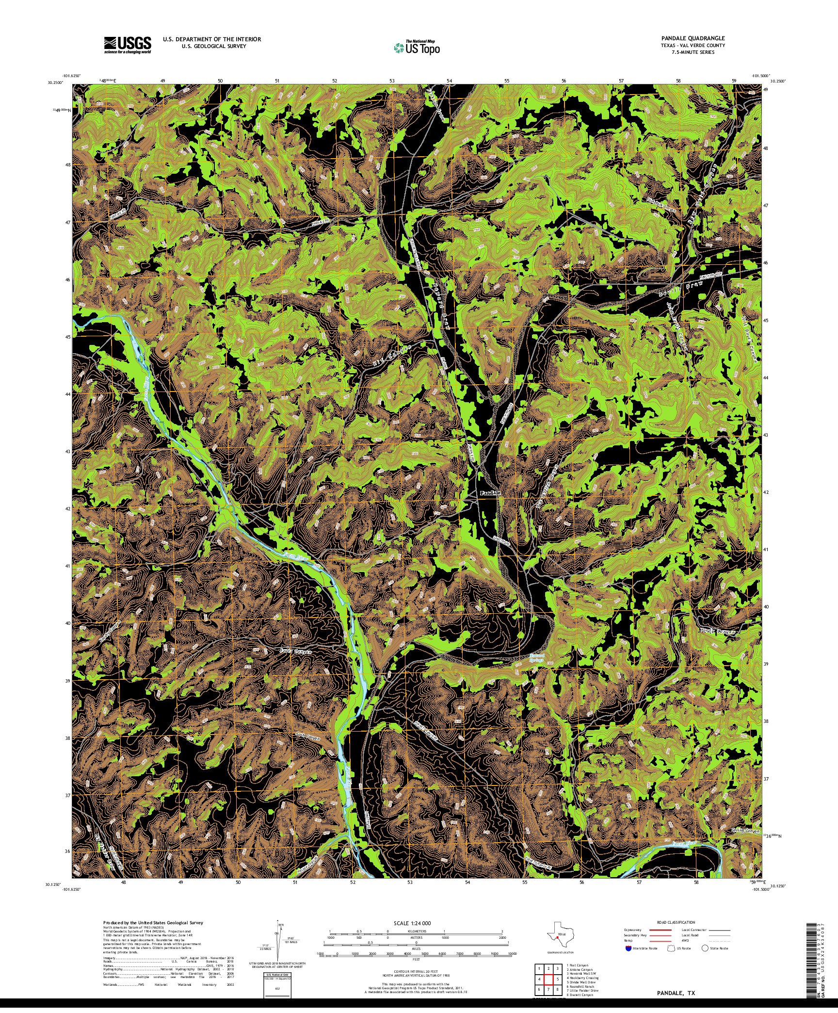 USGS US TOPO 7.5-MINUTE MAP FOR PANDALE, TX 2019