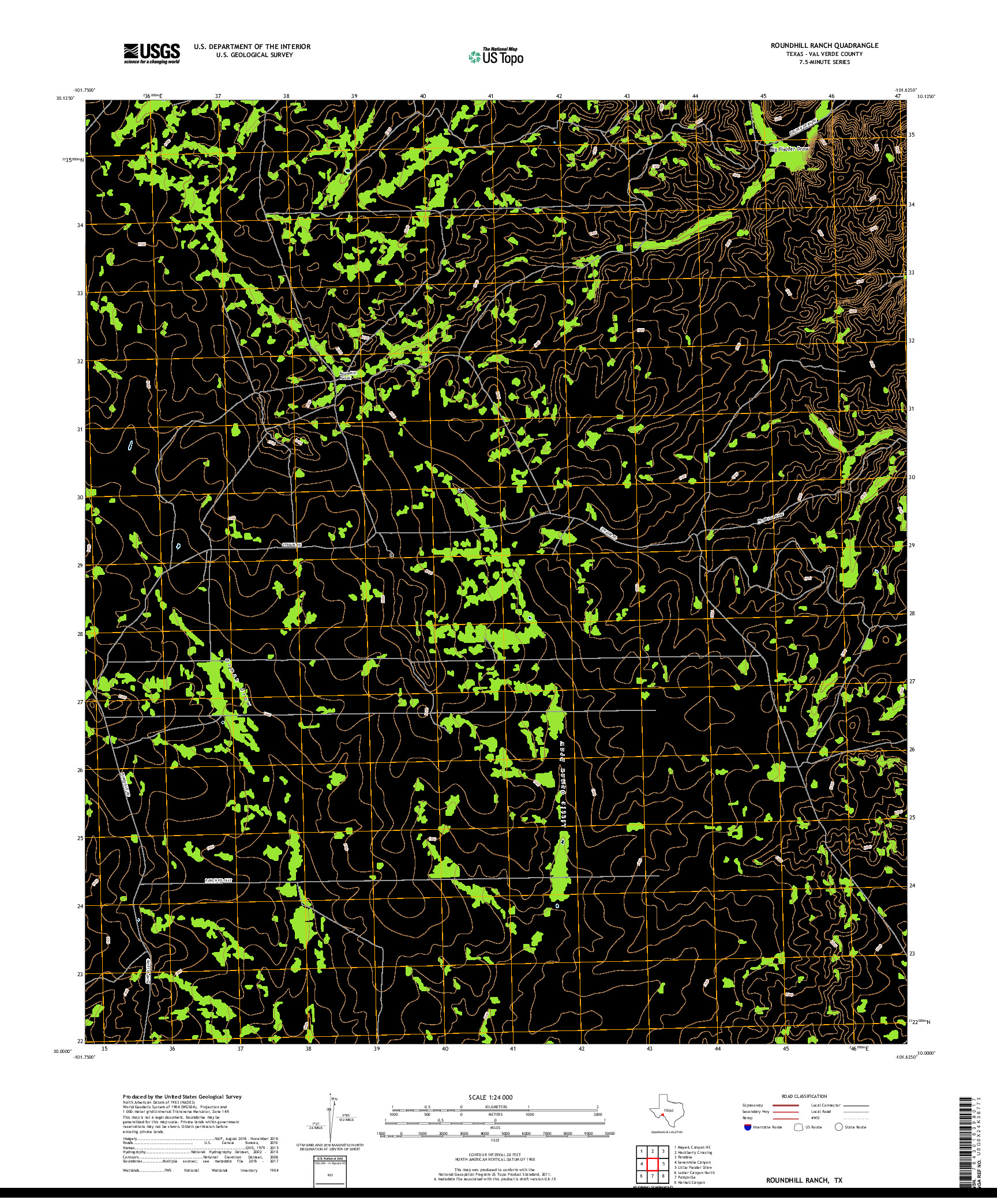 USGS US TOPO 7.5-MINUTE MAP FOR ROUNDHILL RANCH, TX 2019