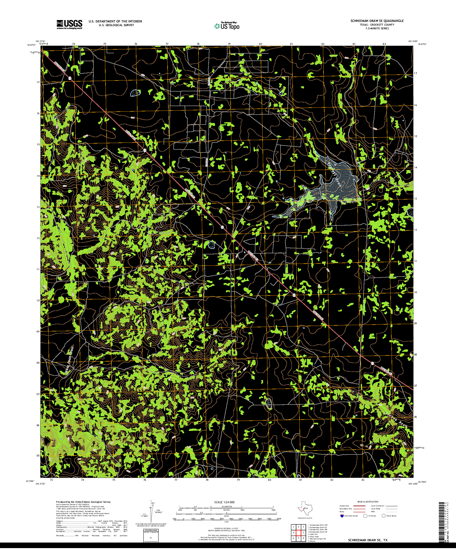 USGS US TOPO 7.5-MINUTE MAP FOR SCHNEEMAN DRAW SE, TX 2019