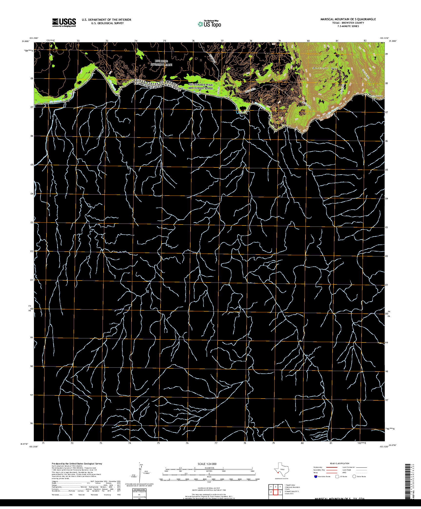 USGS US TOPO 7.5-MINUTE MAP FOR MARISCAL MOUNTAIN OE S, TX,COA 2019