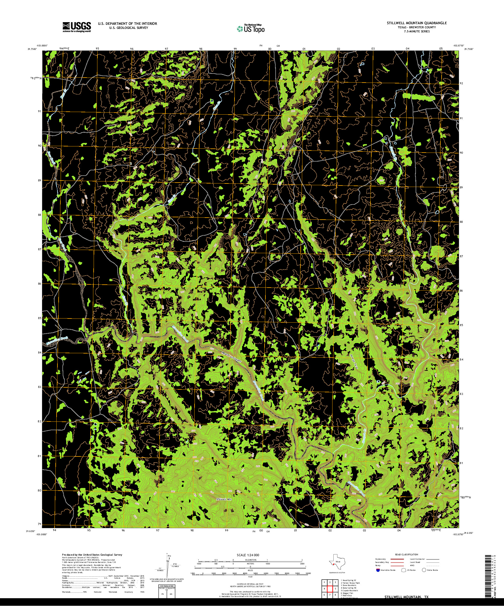 USGS US TOPO 7.5-MINUTE MAP FOR STILLWELL MOUNTAIN, TX 2019