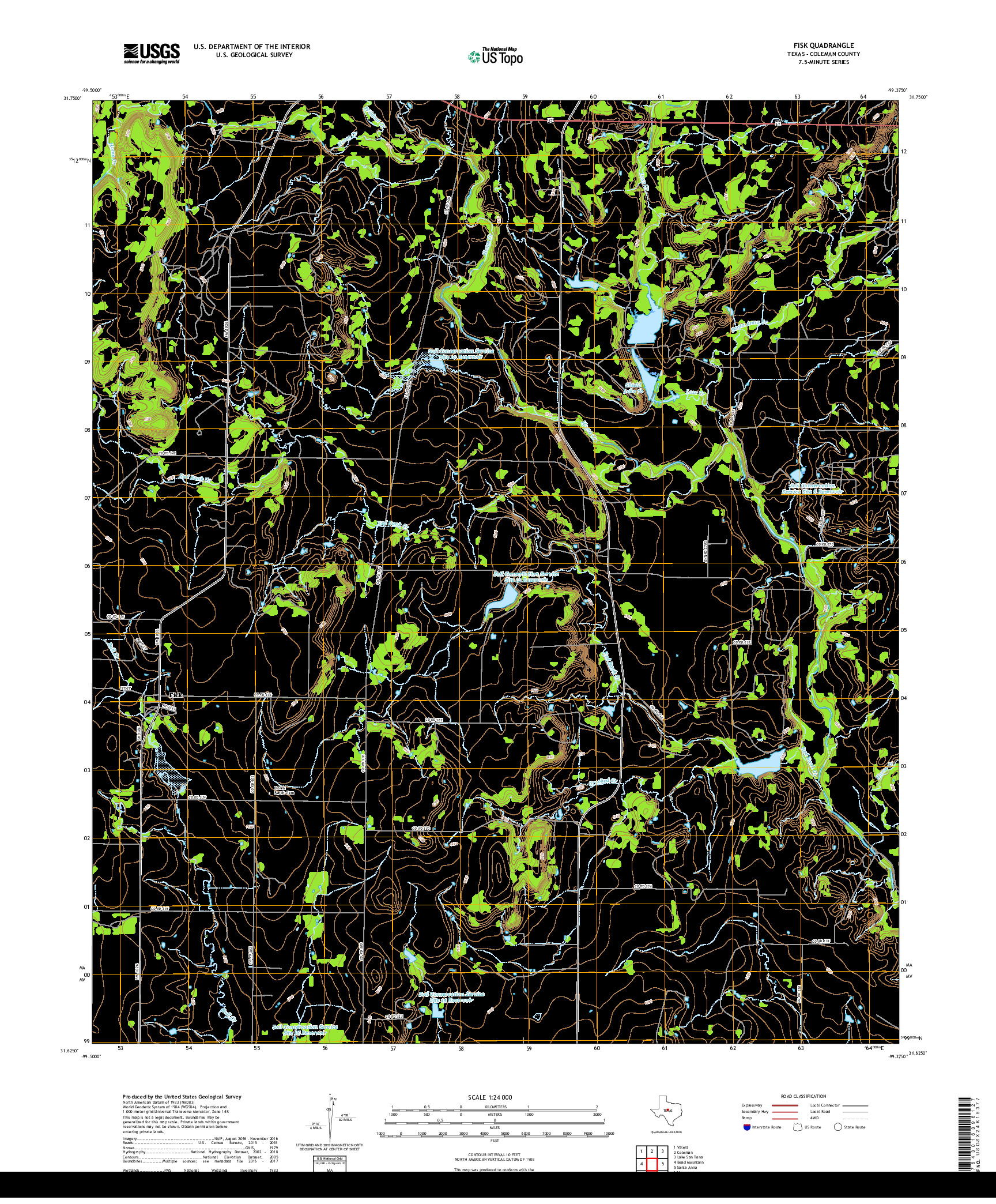 USGS US TOPO 7.5-MINUTE MAP FOR FISK, TX 2019