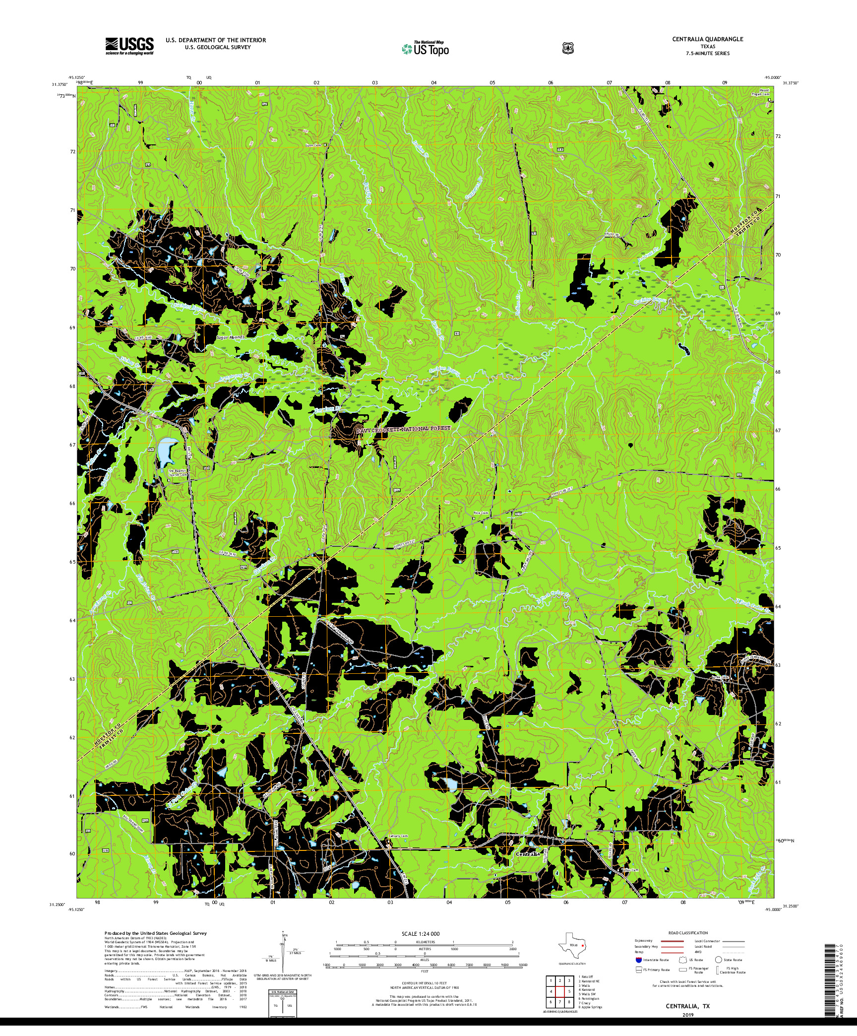 USGS US TOPO 7.5-MINUTE MAP FOR CENTRALIA, TX 2019