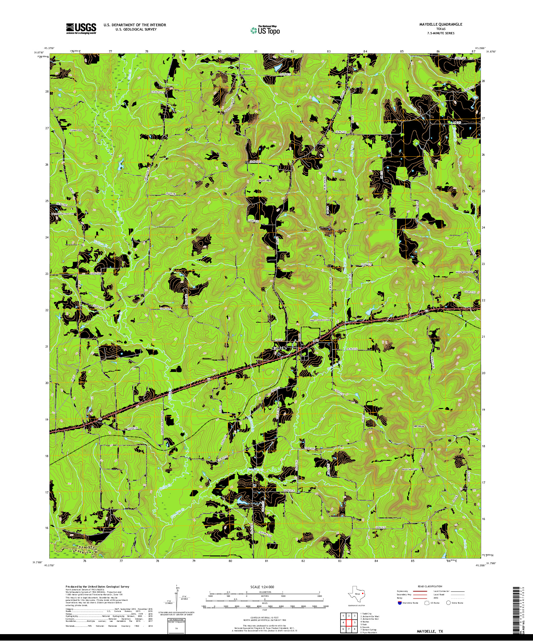 USGS US TOPO 7.5-MINUTE MAP FOR MAYDELLE, TX 2019