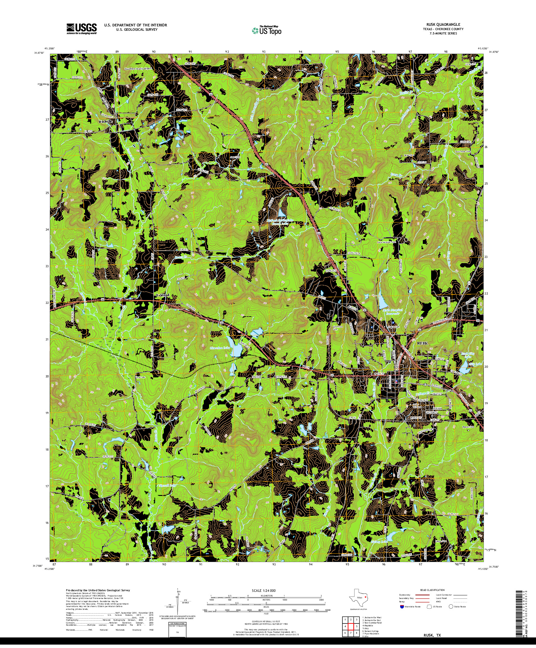 USGS US TOPO 7.5-MINUTE MAP FOR RUSK, TX 2019