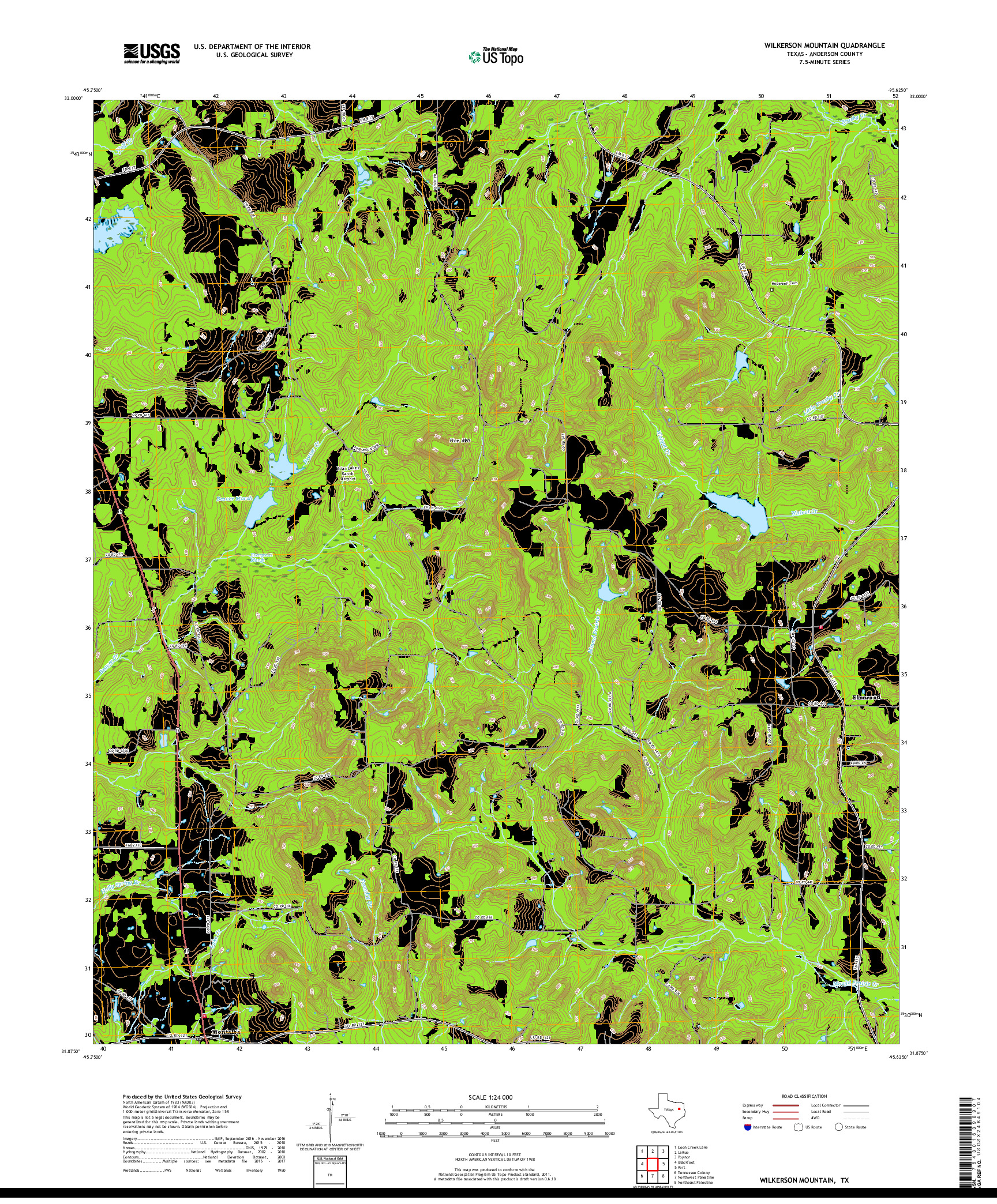 USGS US TOPO 7.5-MINUTE MAP FOR WILKERSON MOUNTAIN, TX 2019