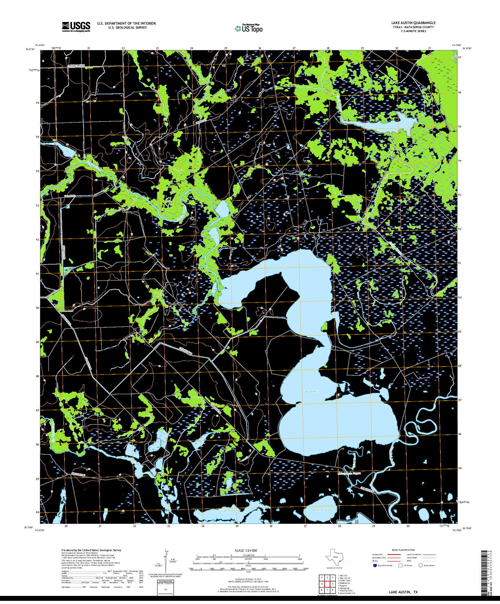 USGS US TOPO 7.5-MINUTE MAP FOR LAKE AUSTIN, TX 2019