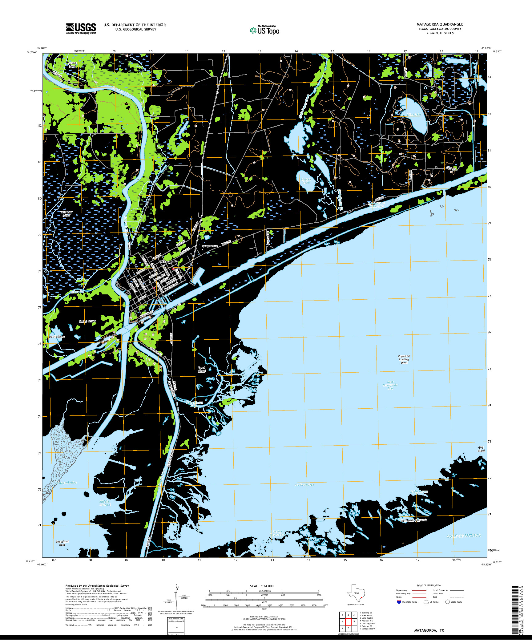 USGS US TOPO 7.5-MINUTE MAP FOR MATAGORDA, TX 2019
