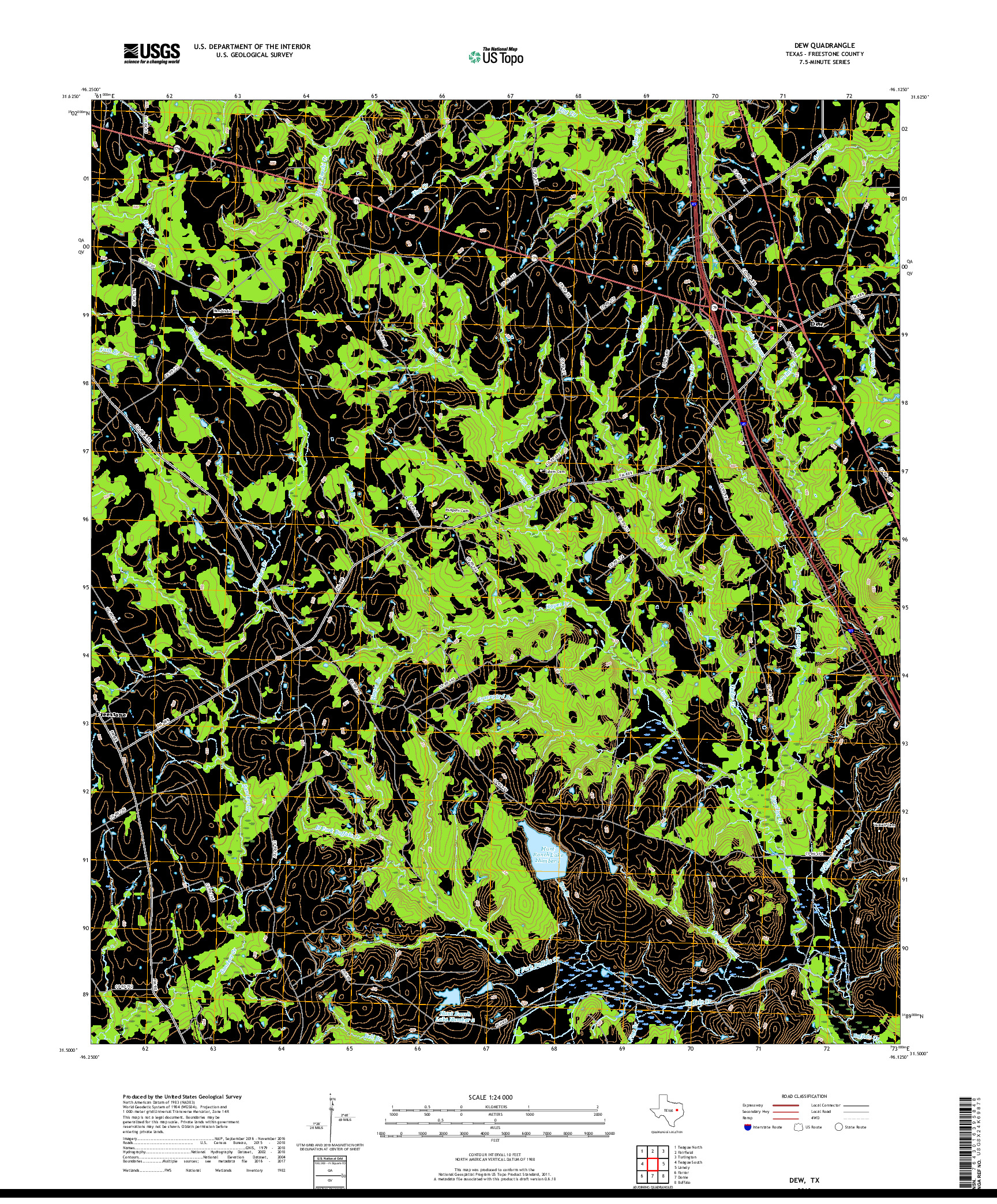 USGS US TOPO 7.5-MINUTE MAP FOR DEW, TX 2019