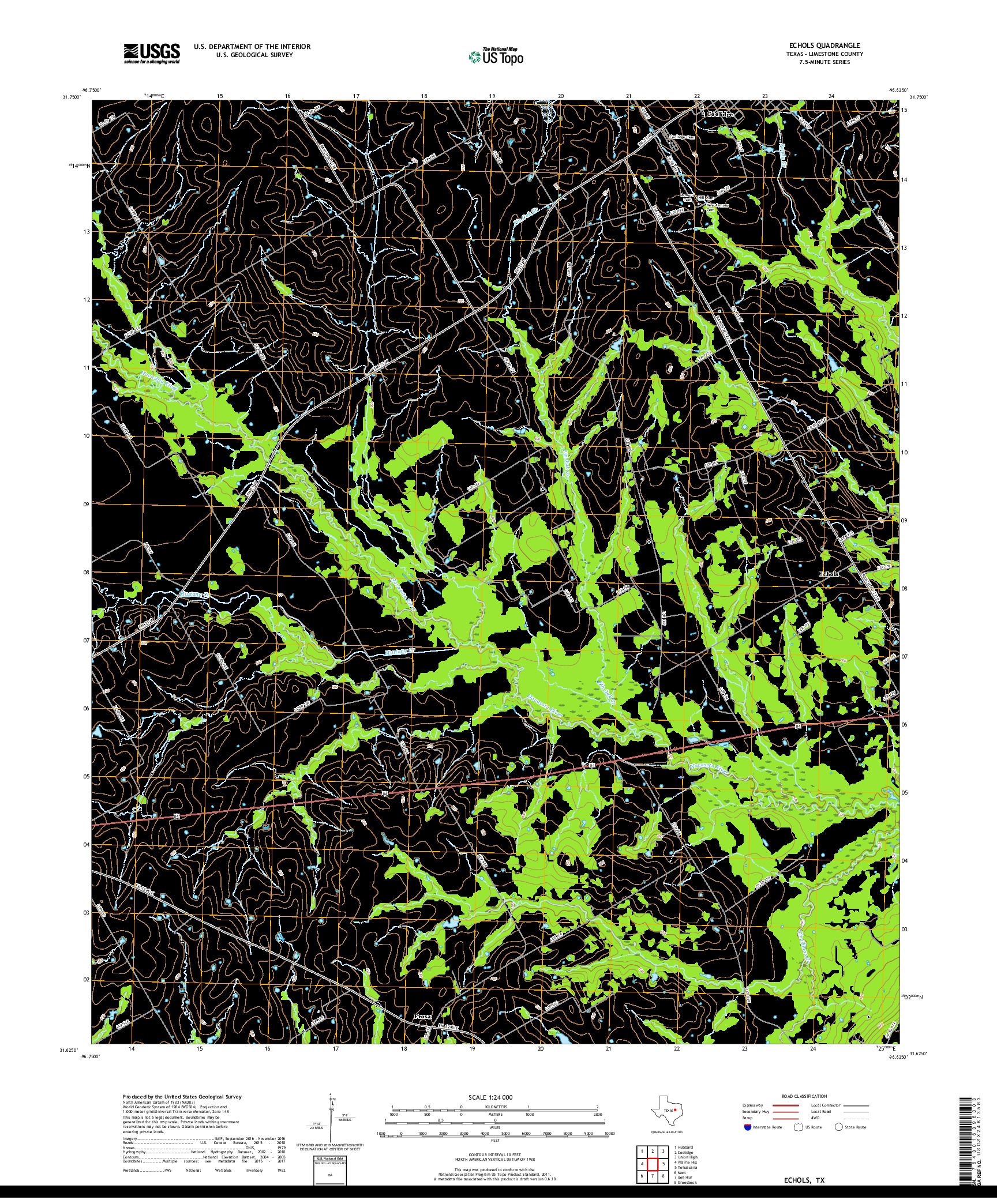 USGS US TOPO 7.5-MINUTE MAP FOR ECHOLS, TX 2019