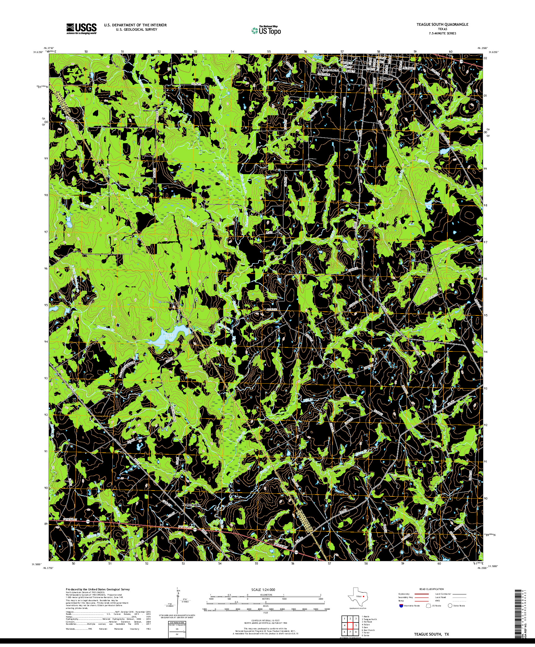 USGS US TOPO 7.5-MINUTE MAP FOR TEAGUE SOUTH, TX 2019