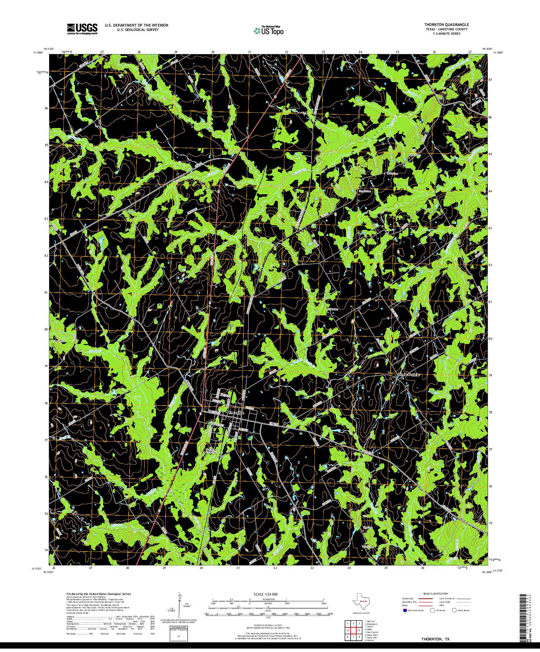 USGS US TOPO 7.5-MINUTE MAP FOR THORNTON, TX 2019