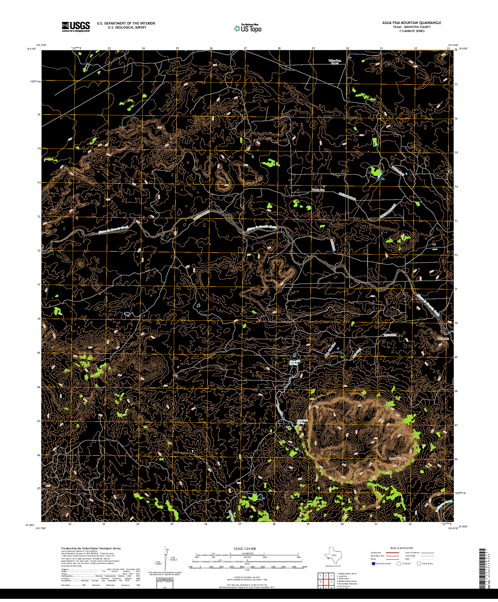 USGS US TOPO 7.5-MINUTE MAP FOR AGUA FRIA MOUNTAIN, TX 2019