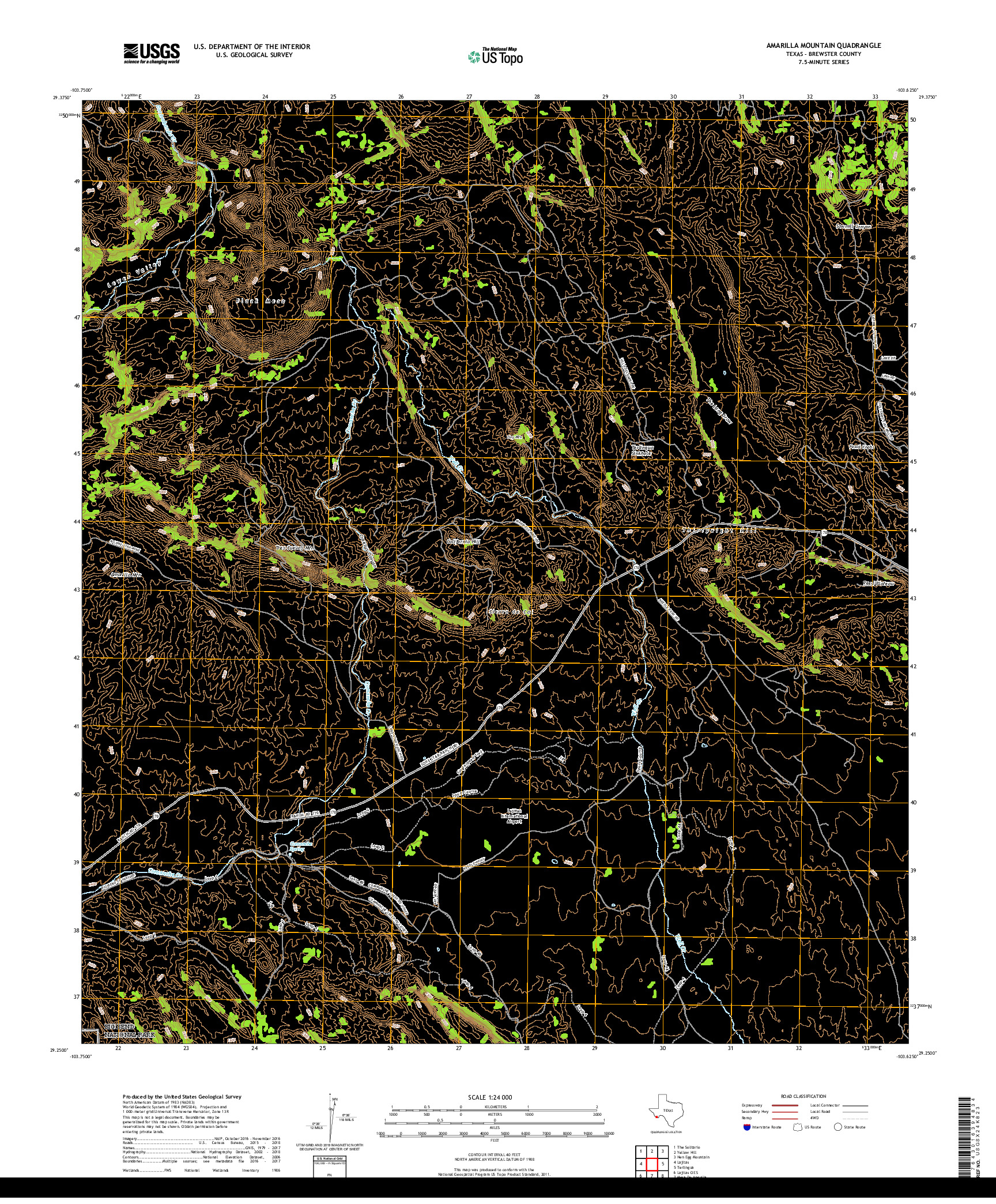 USGS US TOPO 7.5-MINUTE MAP FOR AMARILLA MOUNTAIN, TX 2019