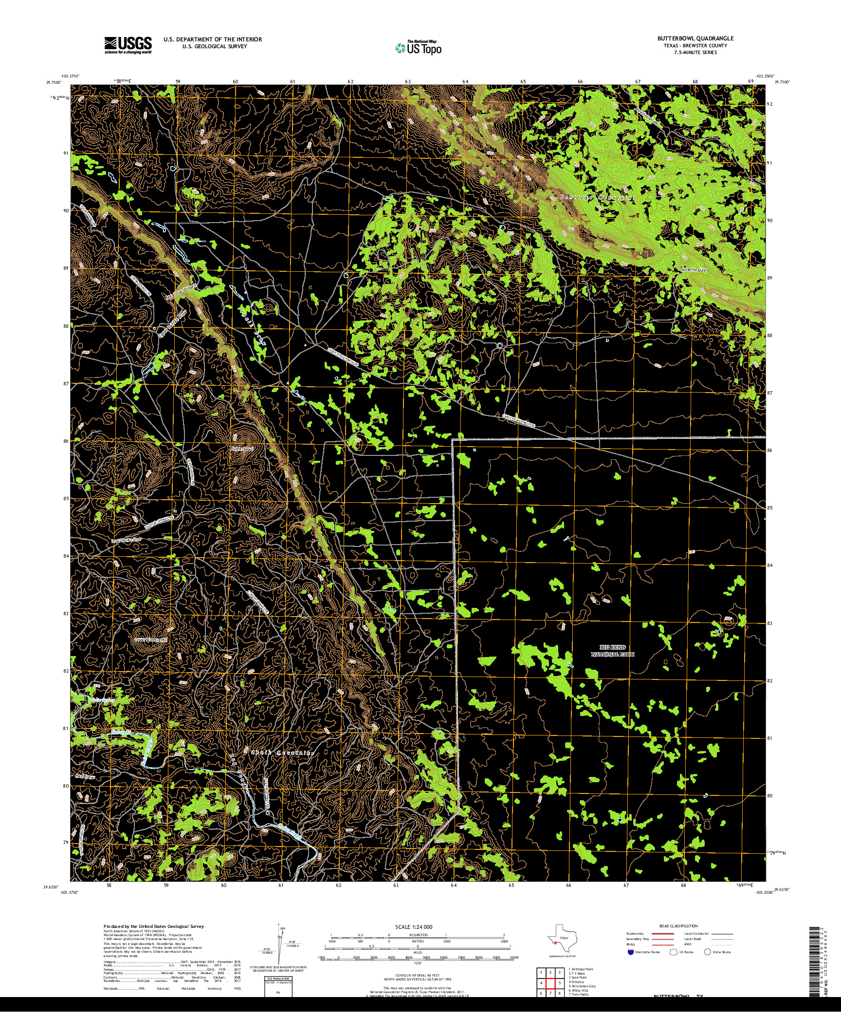 USGS US TOPO 7.5-MINUTE MAP FOR BUTTERBOWL, TX 2019