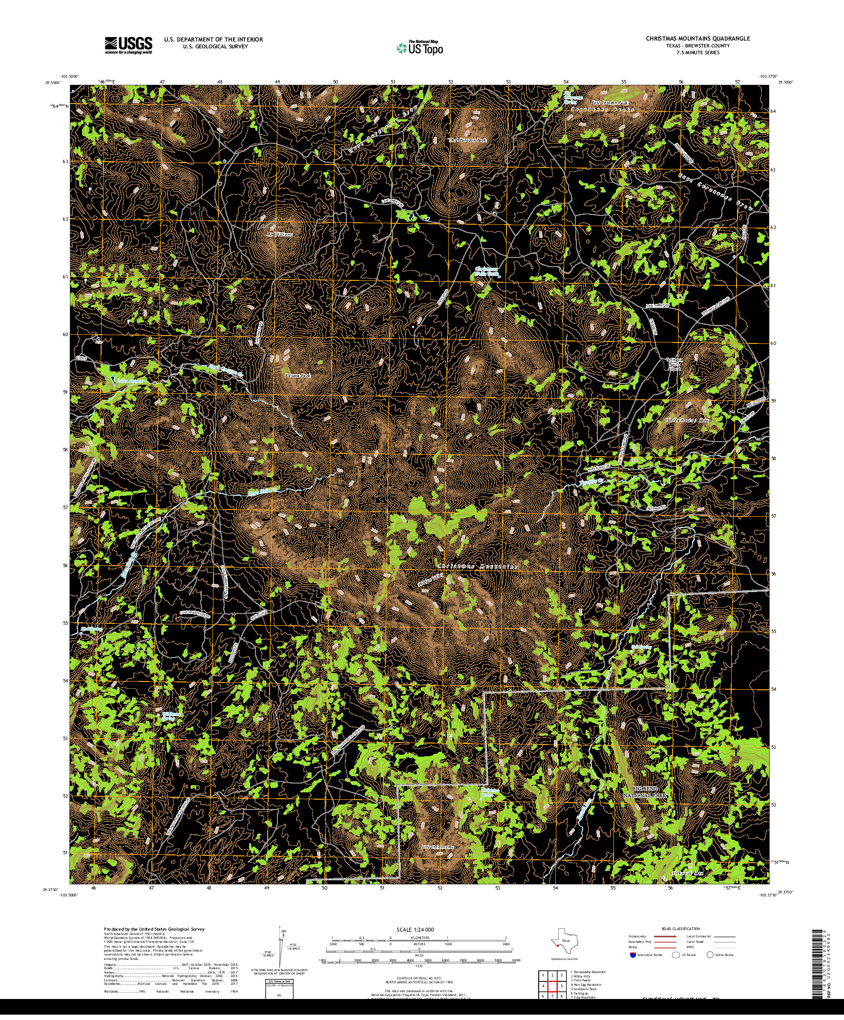 USGS US TOPO 7.5-MINUTE MAP FOR CHRISTMAS MOUNTAINS, TX 2019