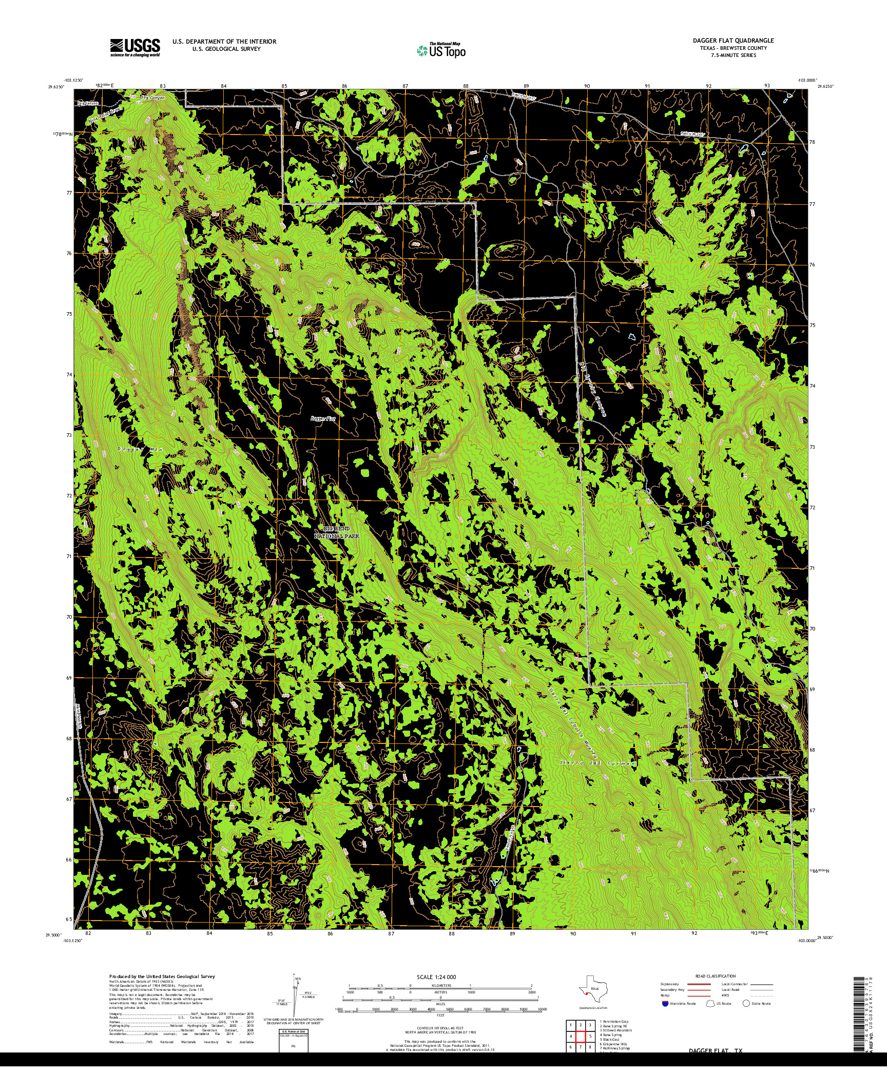 USGS US TOPO 7.5-MINUTE MAP FOR DAGGER FLAT, TX 2019