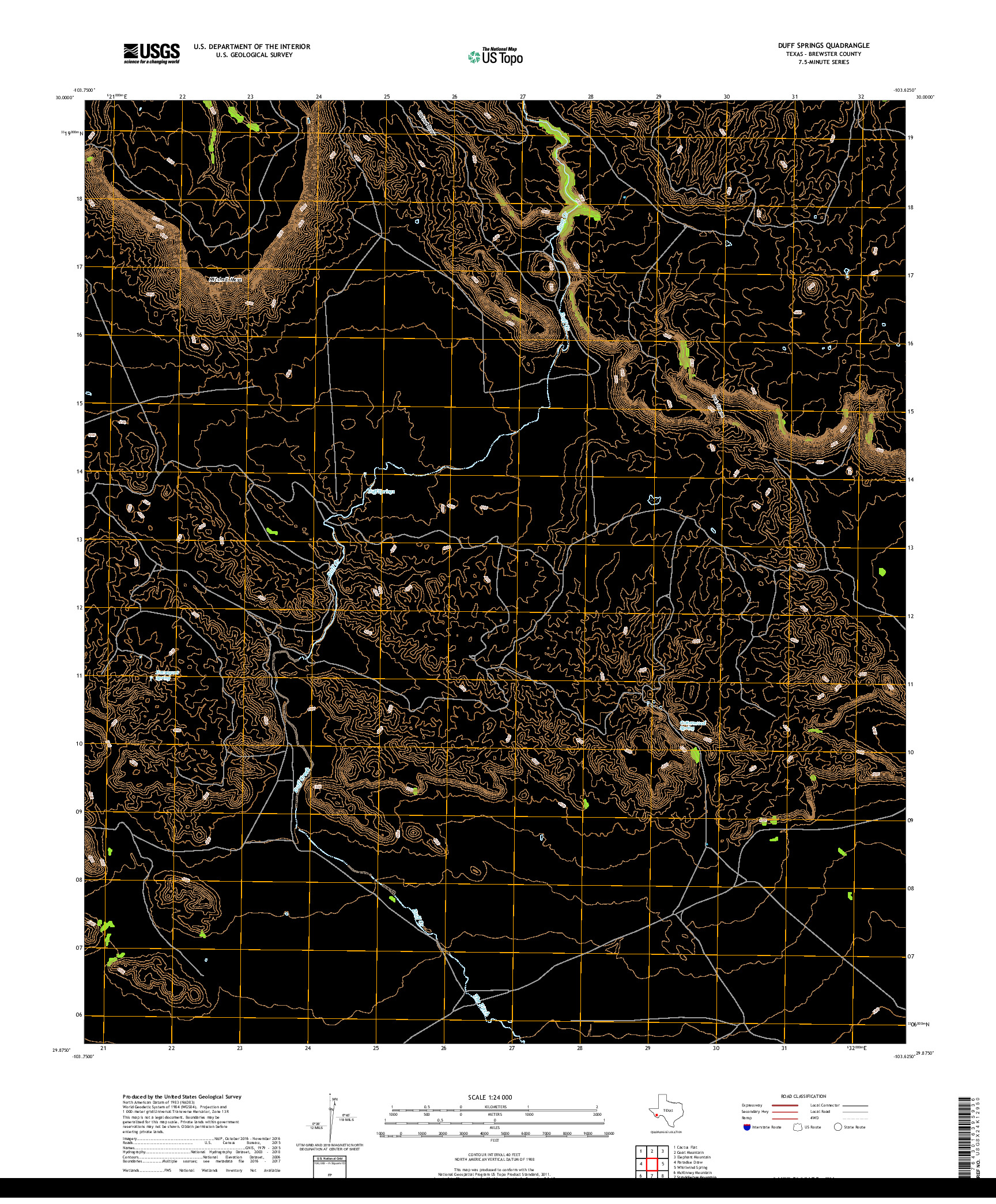 USGS US TOPO 7.5-MINUTE MAP FOR DUFF SPRINGS, TX 2019