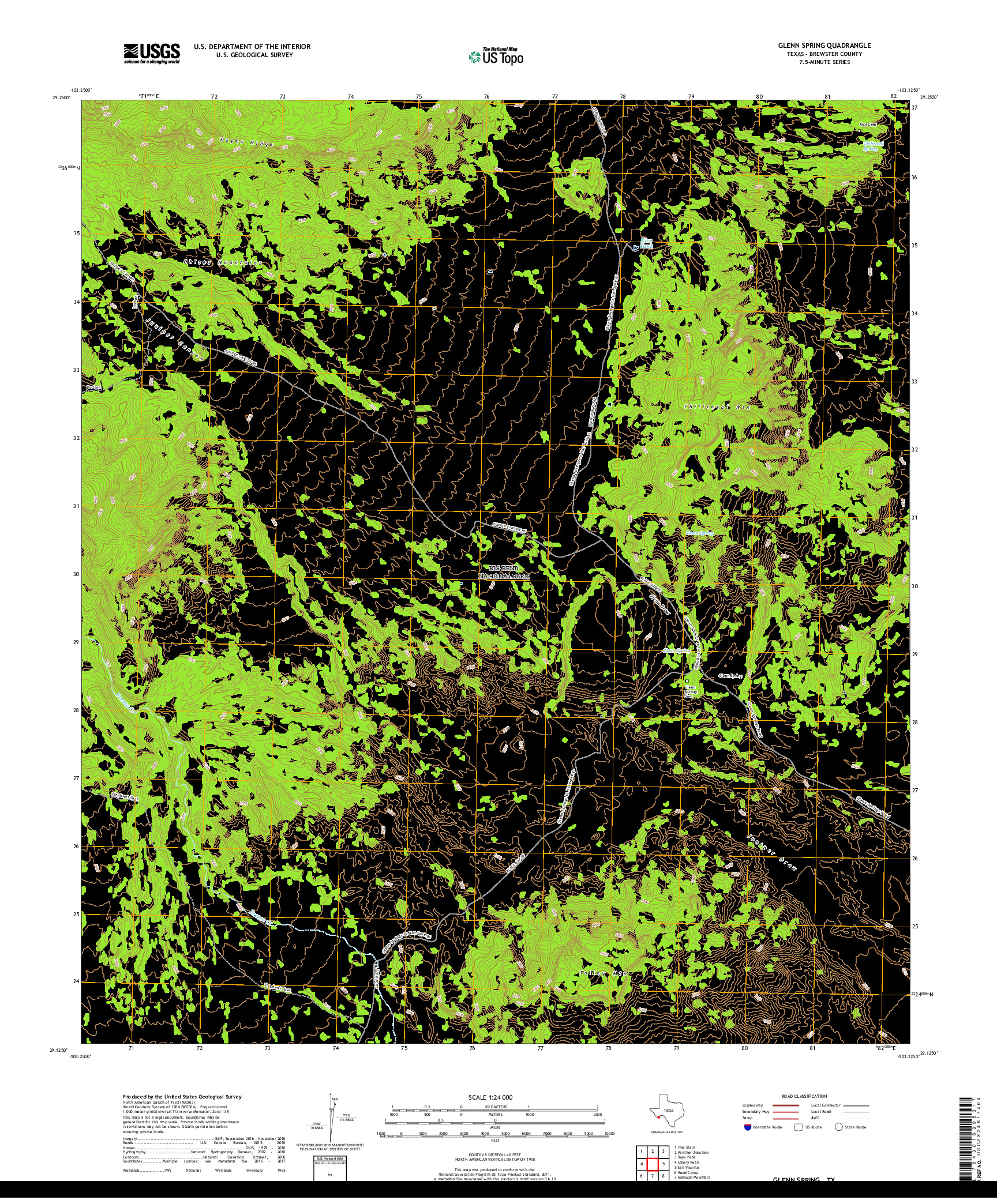 USGS US TOPO 7.5-MINUTE MAP FOR GLENN SPRING, TX 2019