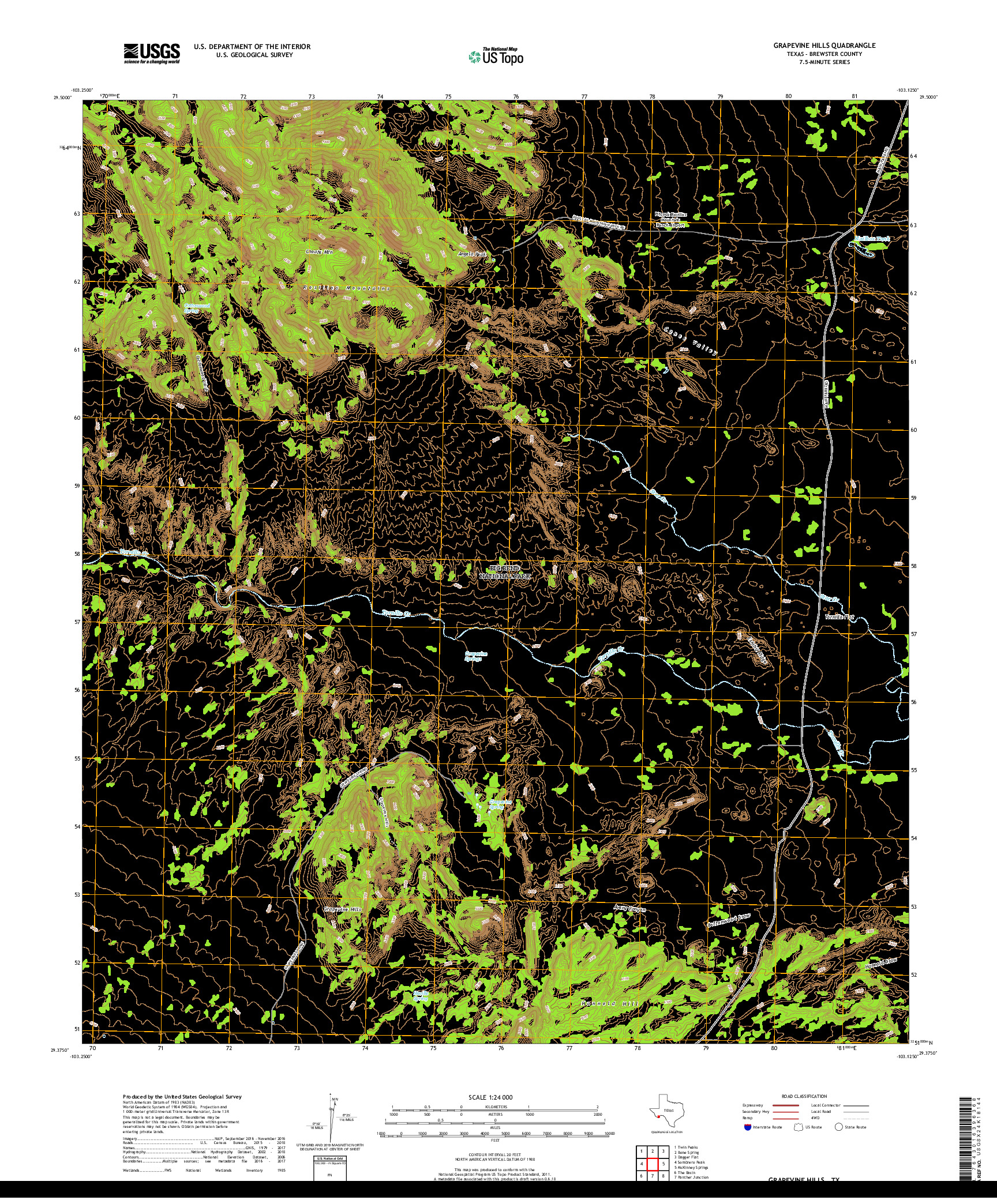 USGS US TOPO 7.5-MINUTE MAP FOR GRAPEVINE HILLS, TX 2019