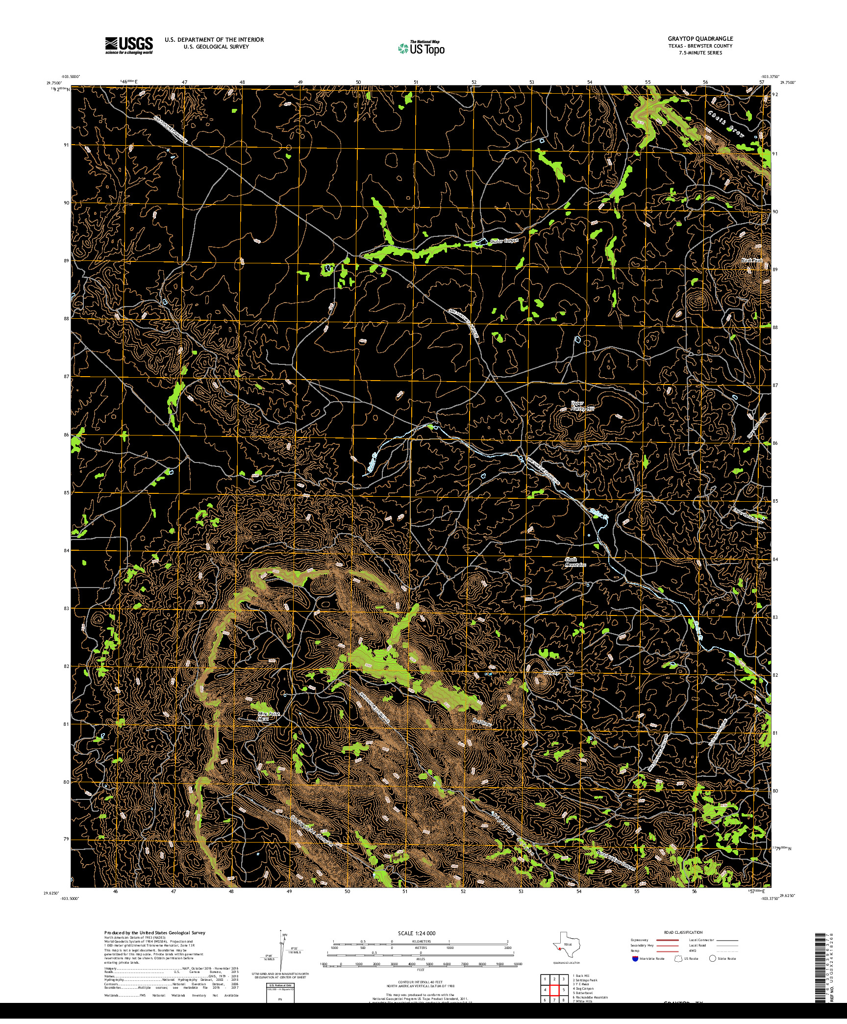 USGS US TOPO 7.5-MINUTE MAP FOR GRAYTOP, TX 2019