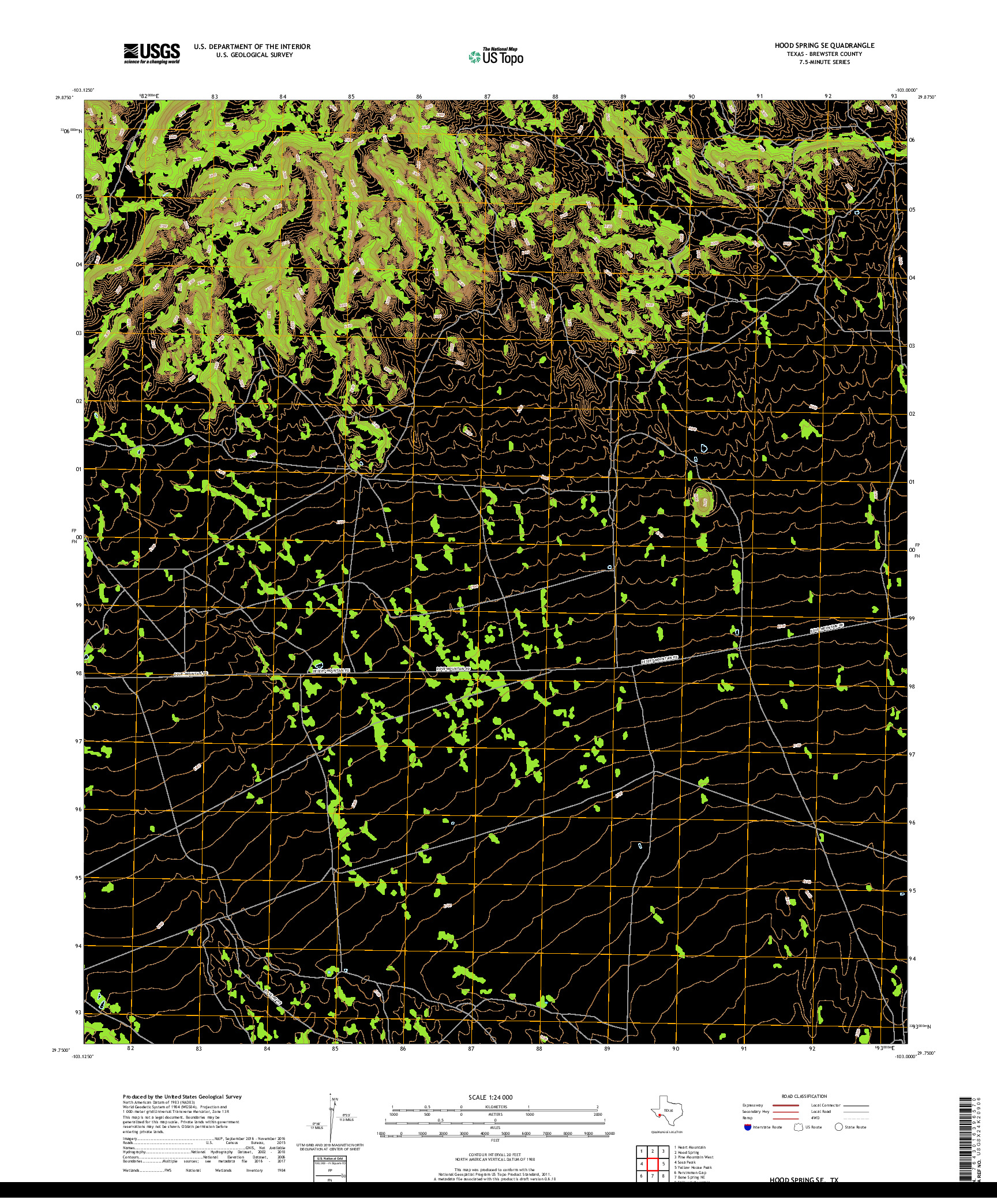 USGS US TOPO 7.5-MINUTE MAP FOR HOOD SPRING SE, TX 2019