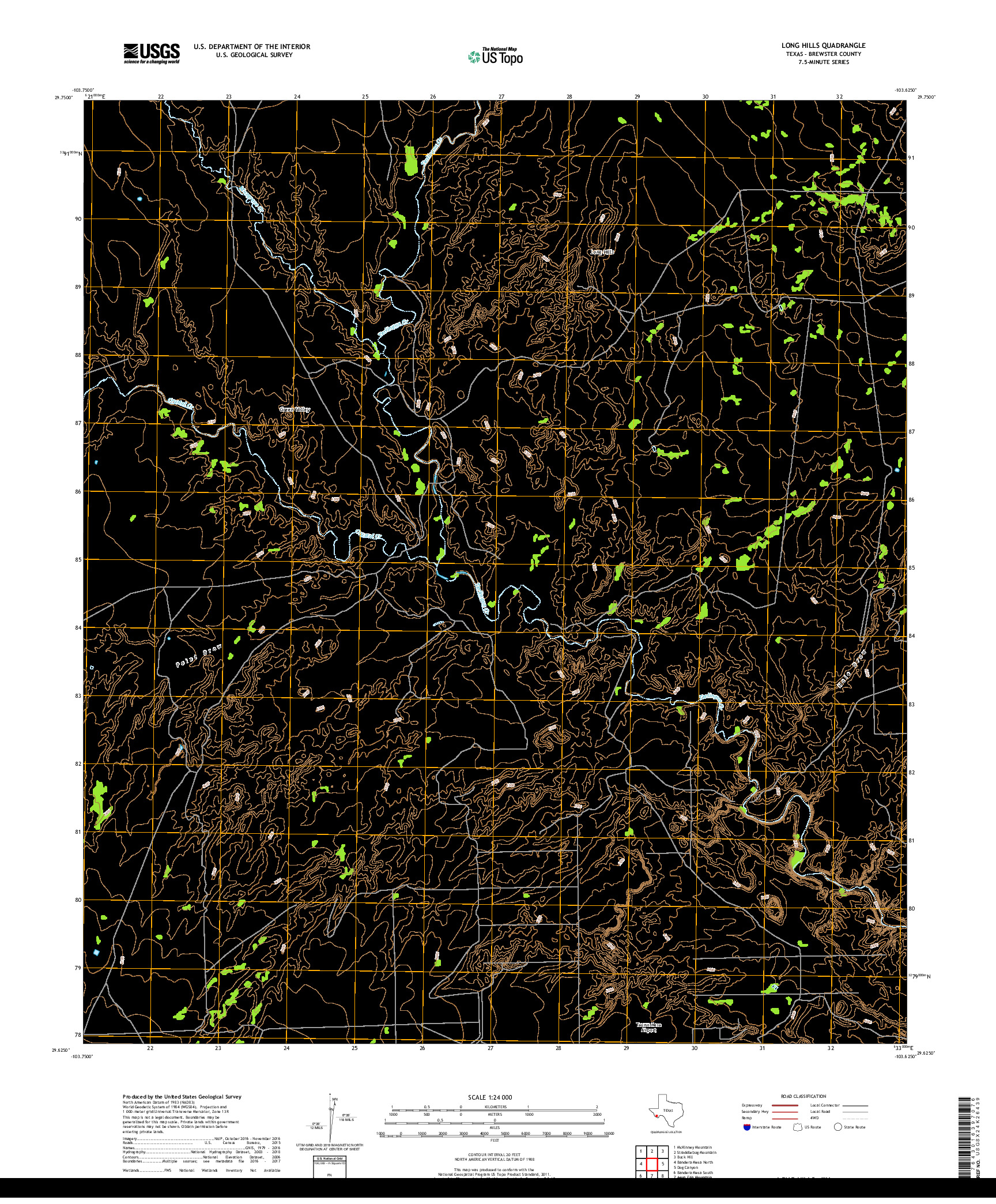 USGS US TOPO 7.5-MINUTE MAP FOR LONG HILLS, TX 2019