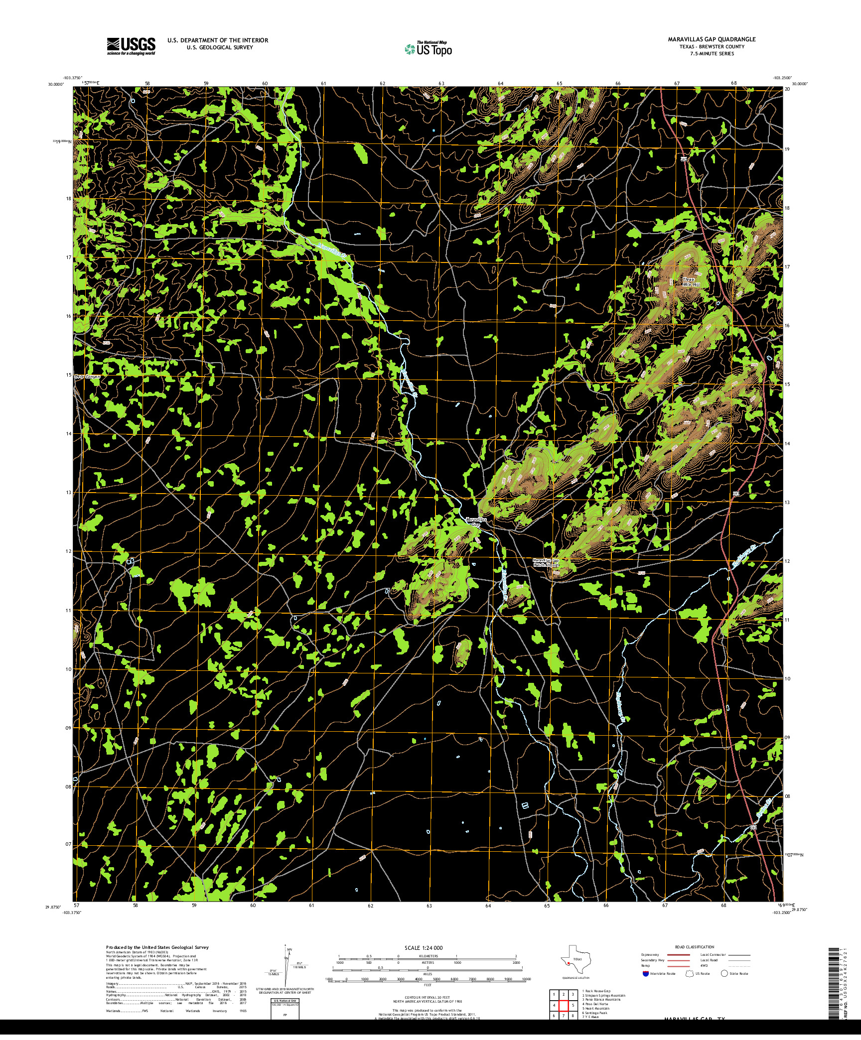 USGS US TOPO 7.5-MINUTE MAP FOR MARAVILLAS GAP, TX 2019