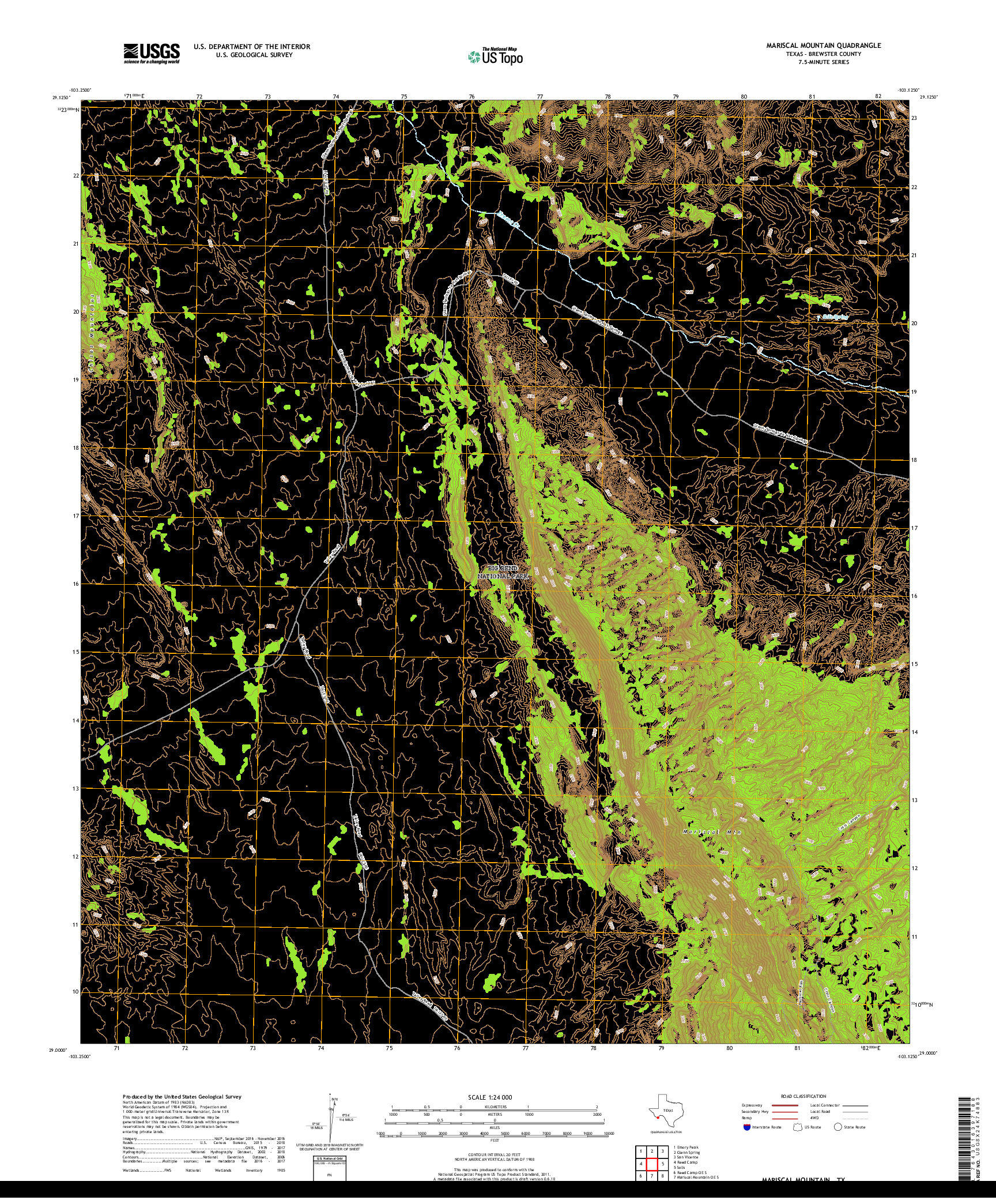 USGS US TOPO 7.5-MINUTE MAP FOR MARISCAL MOUNTAIN, TX 2019