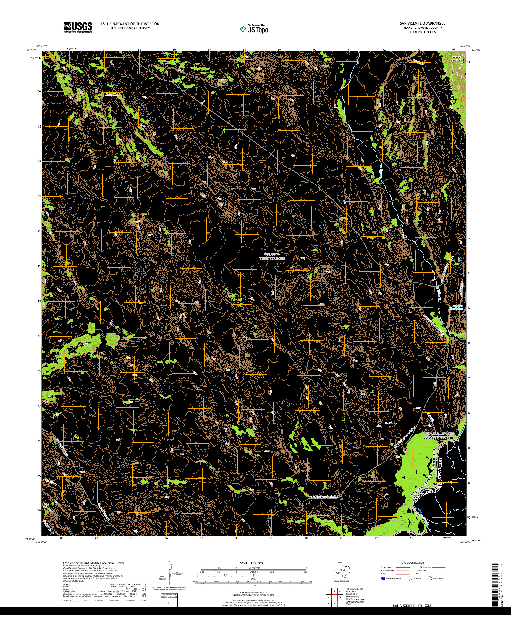 USGS US TOPO 7.5-MINUTE MAP FOR SAN VICENTE, TX,COA 2019