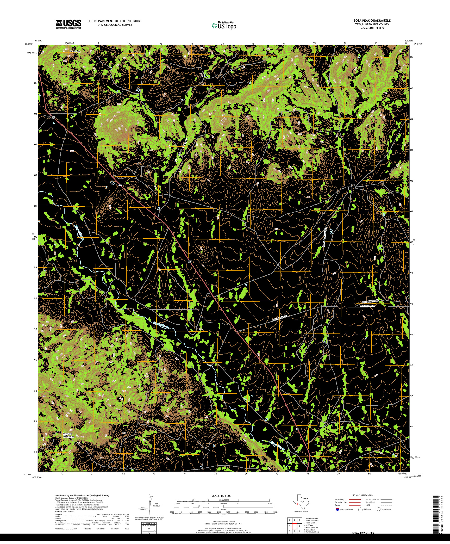 USGS US TOPO 7.5-MINUTE MAP FOR SOSA PEAK, TX 2019