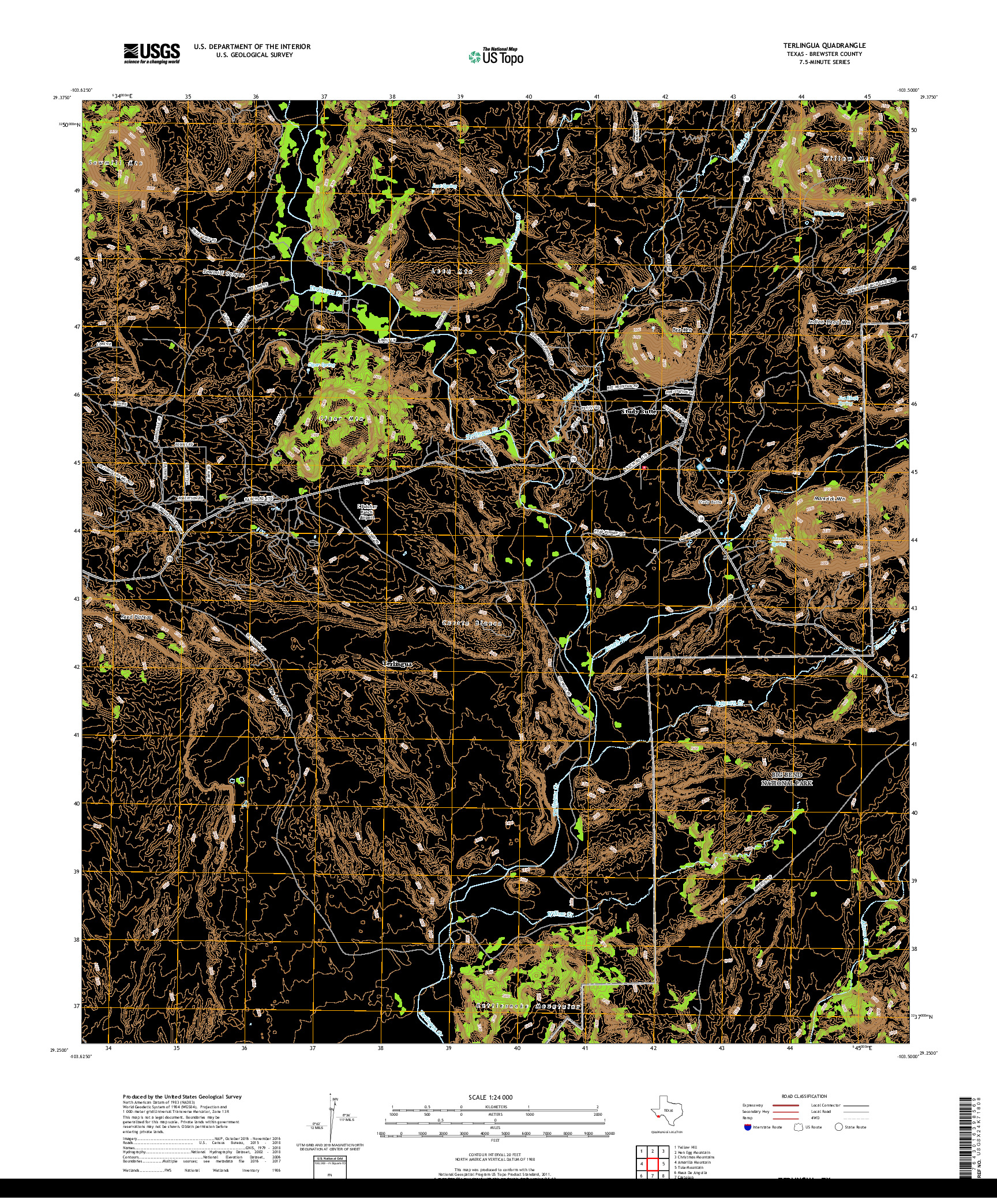 USGS US TOPO 7.5-MINUTE MAP FOR TERLINGUA, TX 2019