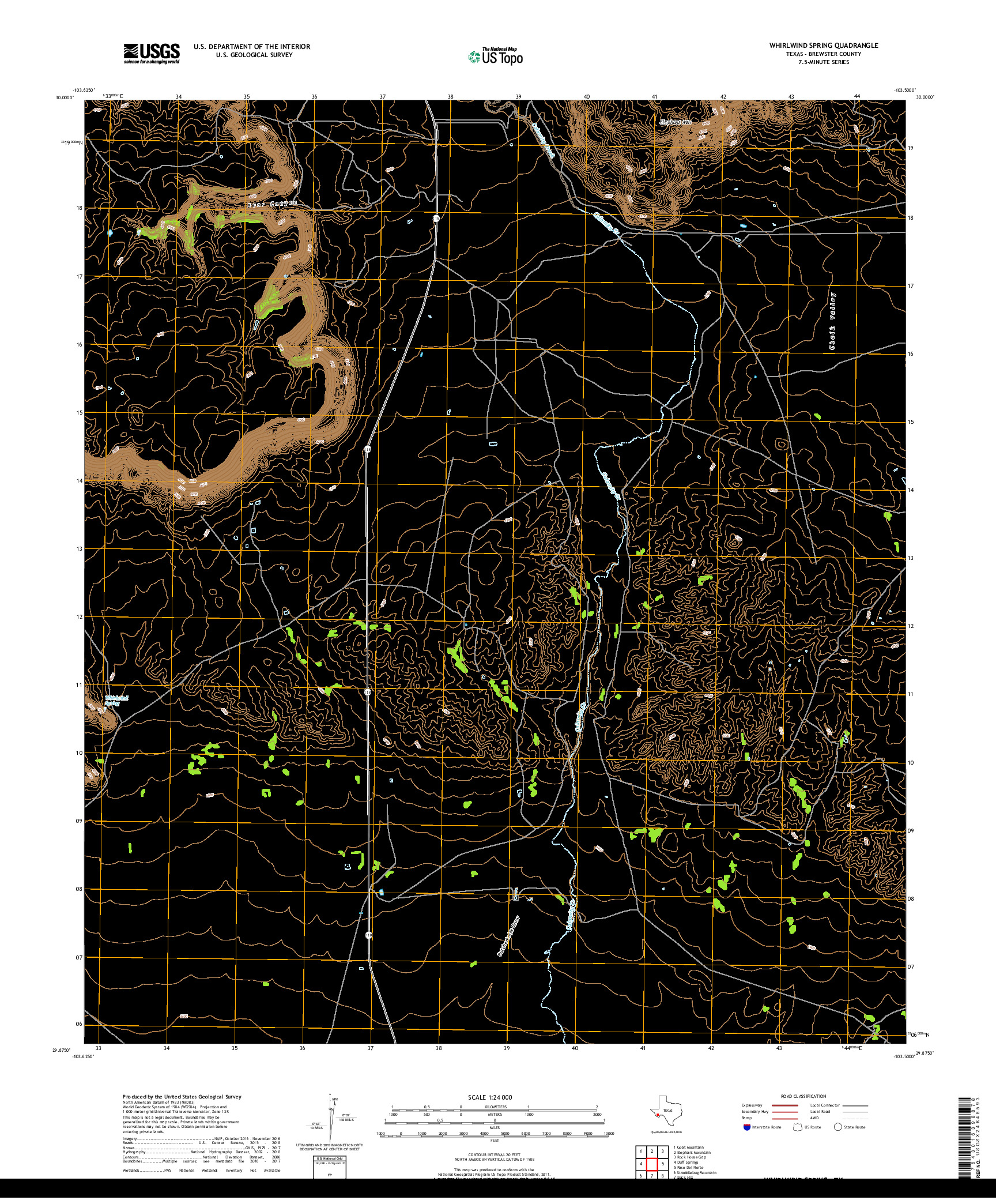 USGS US TOPO 7.5-MINUTE MAP FOR WHIRLWIND SPRING, TX 2019