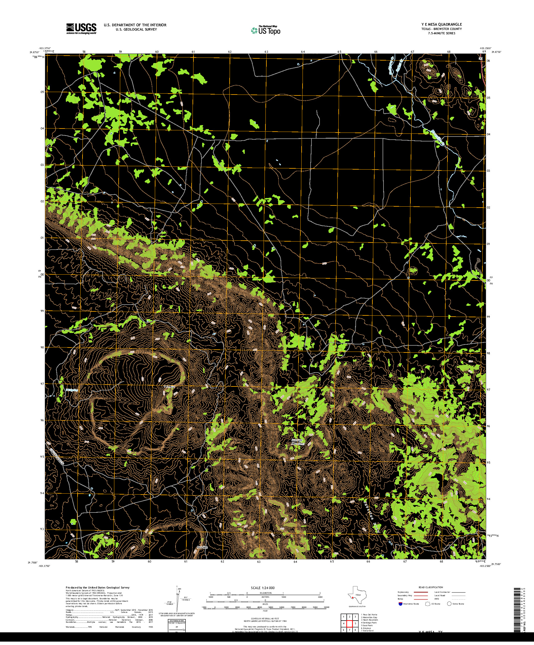 USGS US TOPO 7.5-MINUTE MAP FOR Y E MESA, TX 2019