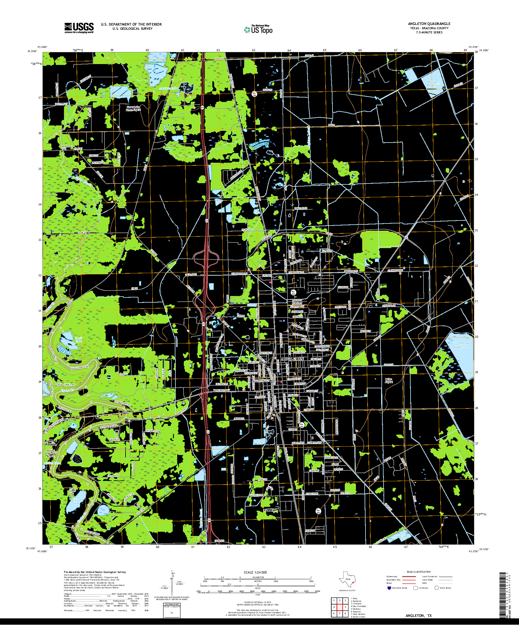 USGS US TOPO 7.5-MINUTE MAP FOR ANGLETON, TX 2019